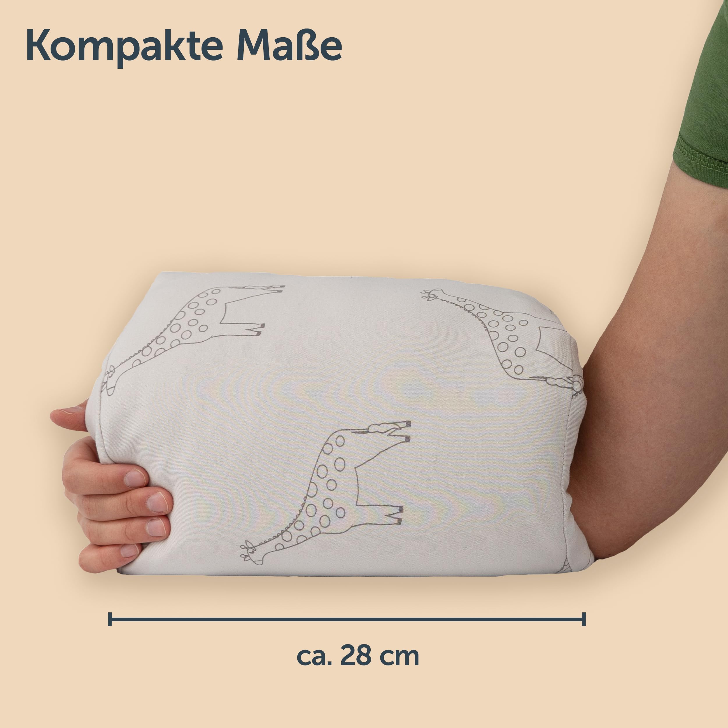 LaLoona Stillhilfe & Reisestillkissen - Beige | Kleines Mini Stillkissen für unterwegs, weiche Armauflage zum Stillen & Füttern | OEKO-TEX Standard 100