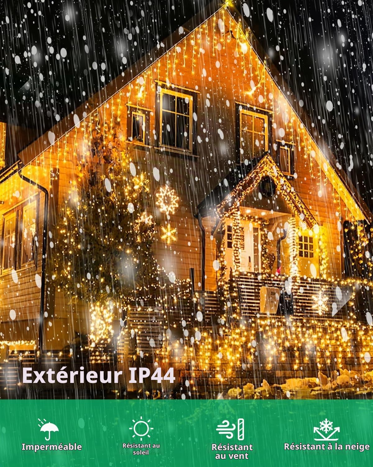 LEDYA Guirlande Lumineuse Exterieure, 30M 1000led Guirlande Lumineuse Sapin de Noel, Etanche à l'eau/8 Modes/Minuterie, Guirlande Lumineuse Chambre Exterieure Noel Rideau