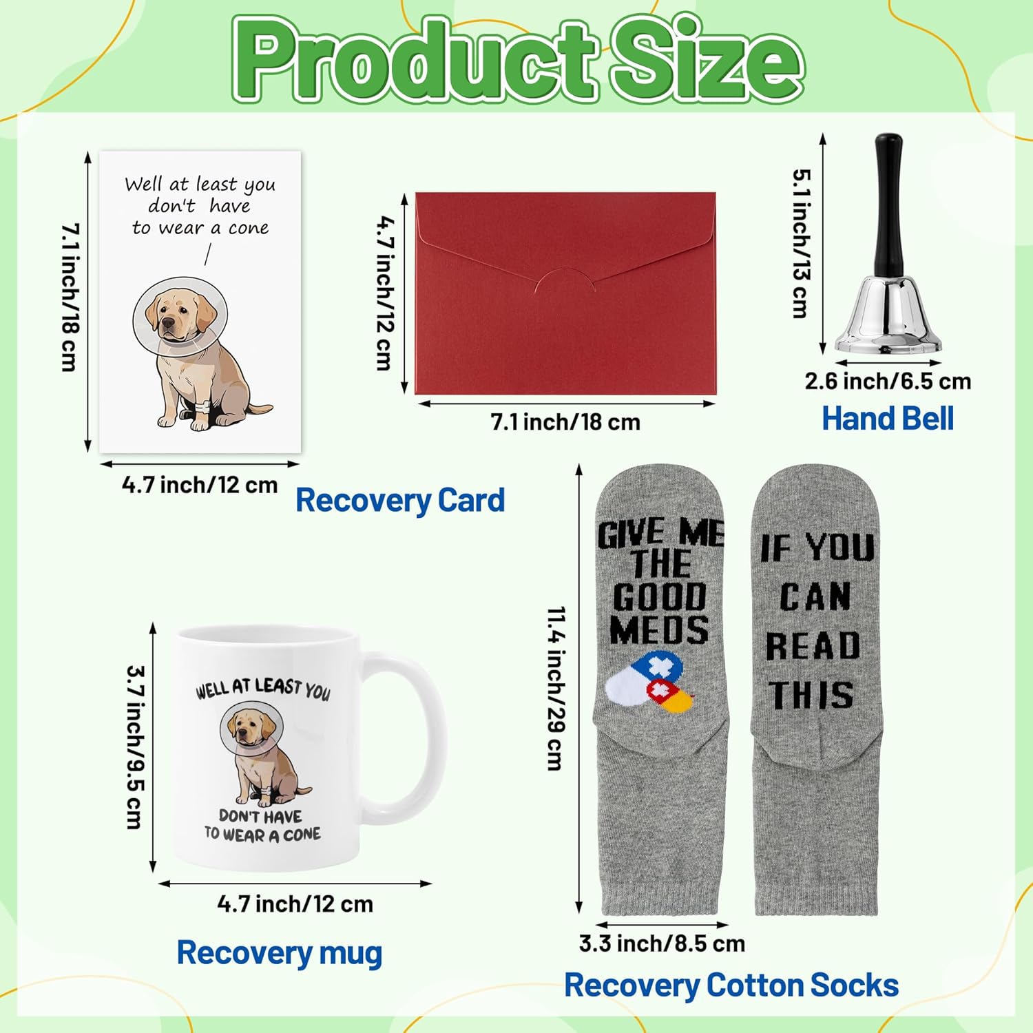 5Pcs Funny Get Well Soon Gifts - at Least You Don’t Have to Wear a Cone - 11oz Coffee Mug Funny Recovery Socks Gift Card Hand Bell, Humorous Get Well Gifts for Women Men Friends Patient Coworker - Image 2