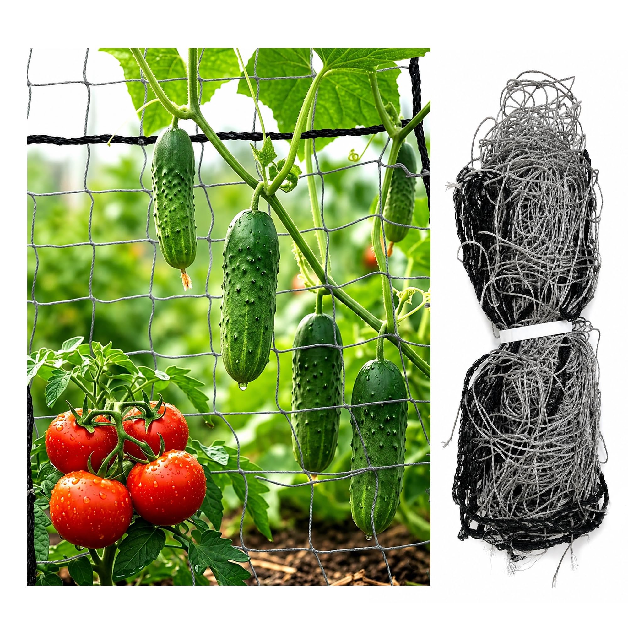 Anandi Greens Plant Support Net 8X8 ft for Climbing Plants Garden Trellis Net 4x4 Inch Mesh Creeper Vegetable Cucumber Tomato Beans and Vine Crops Support Net for Agriculture and Gardening-image-33