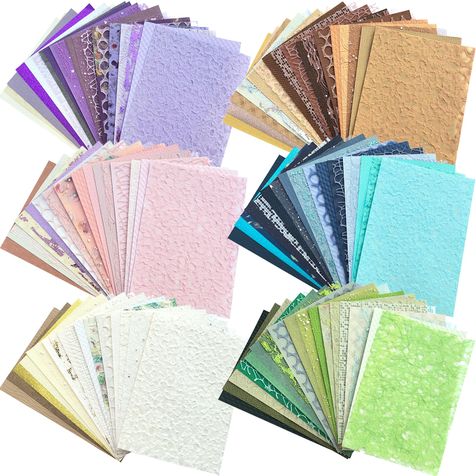 Wielobarwny papier teksturowany i tkanina siatkowa, 120 arkuszy papieru do scrapbookingu