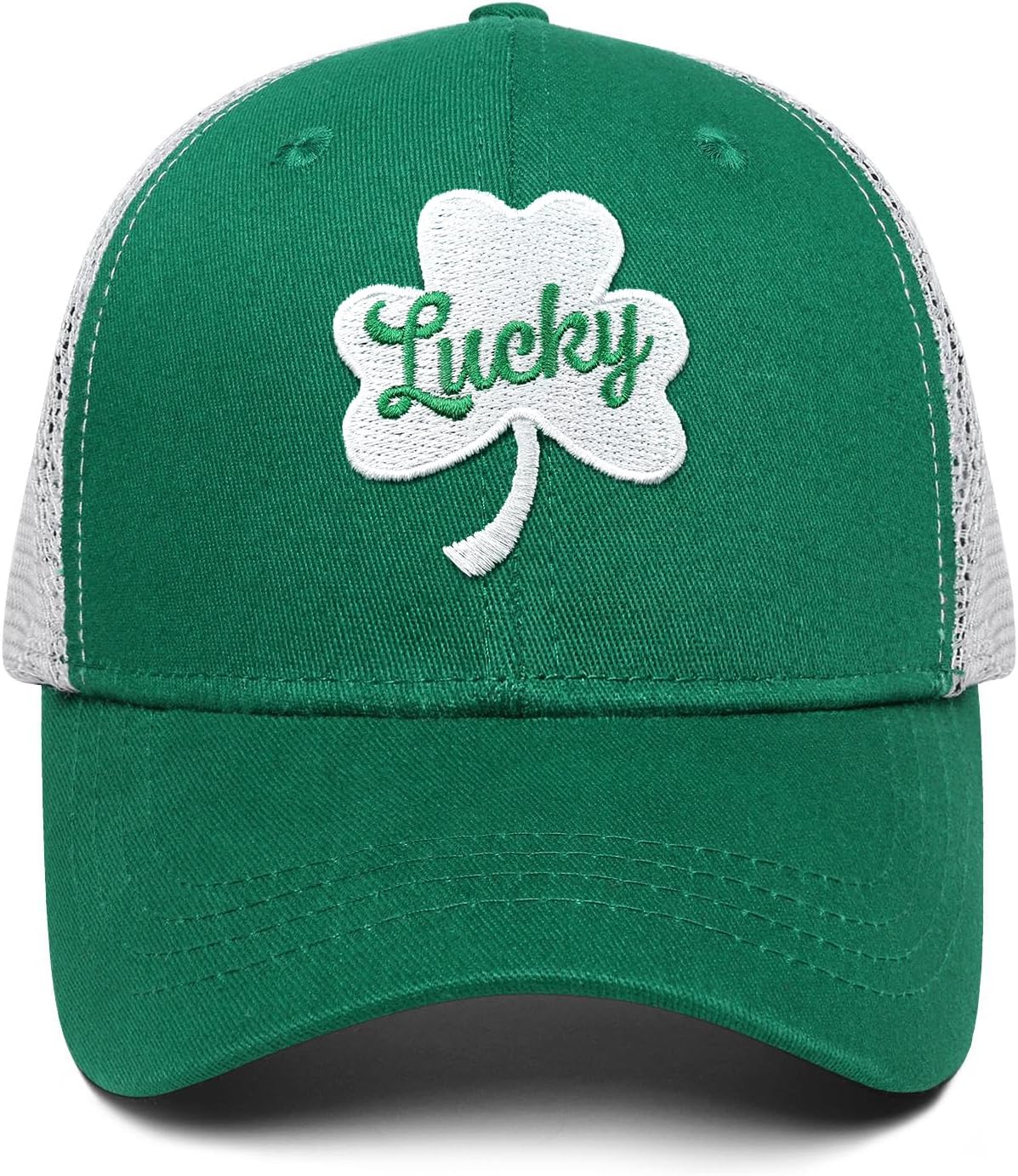 St Patricks Day Embroidered Trucker Hat for Men and Women Saint Pattys Shamrock Adjustable Washable Baseball Cap Gifts