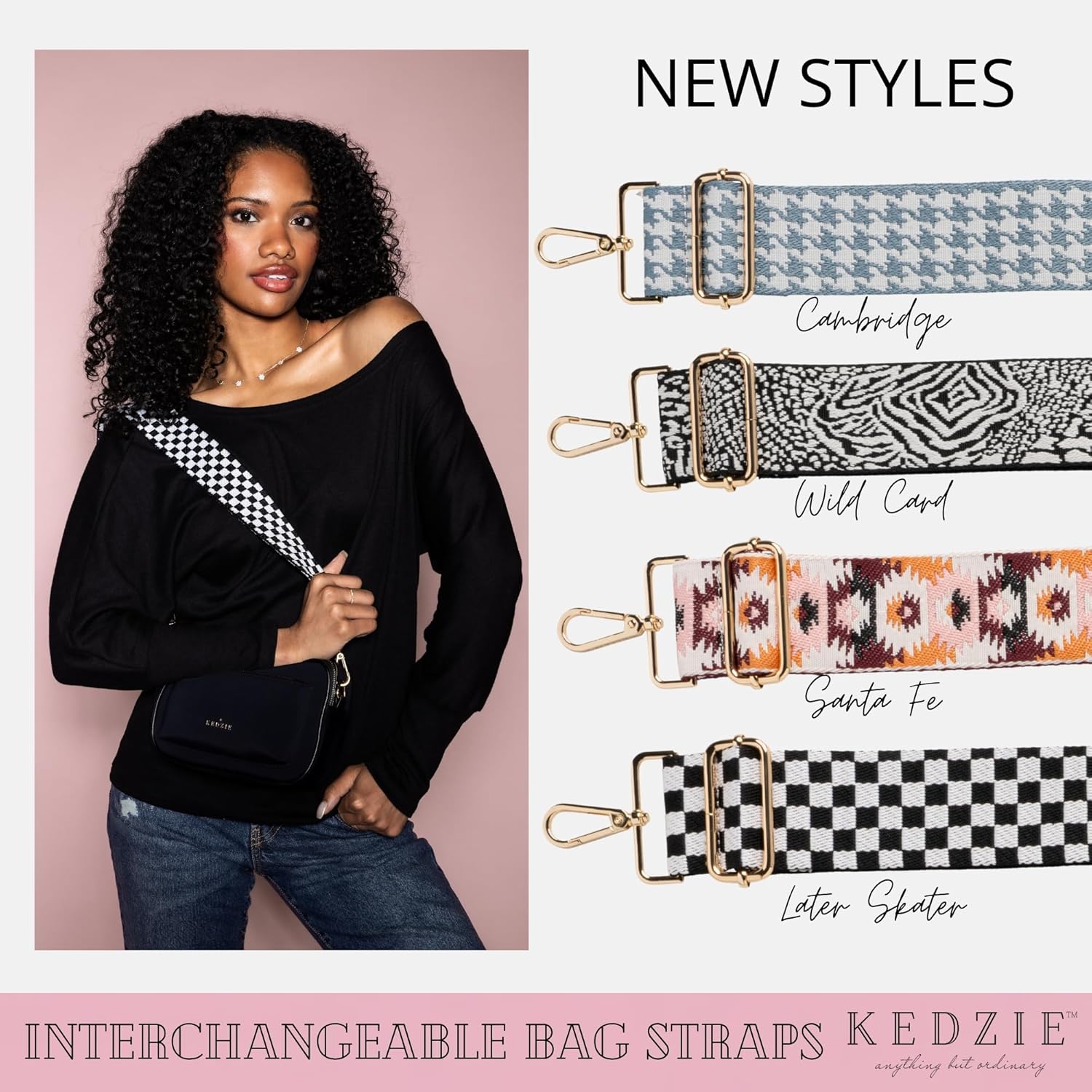 KEDZIE Embroidered Interchangeable Bag Straps Adjustable Length 55” Handbag Purse 2-inch Wide Guitar Style Crossbody Strap - Image 5