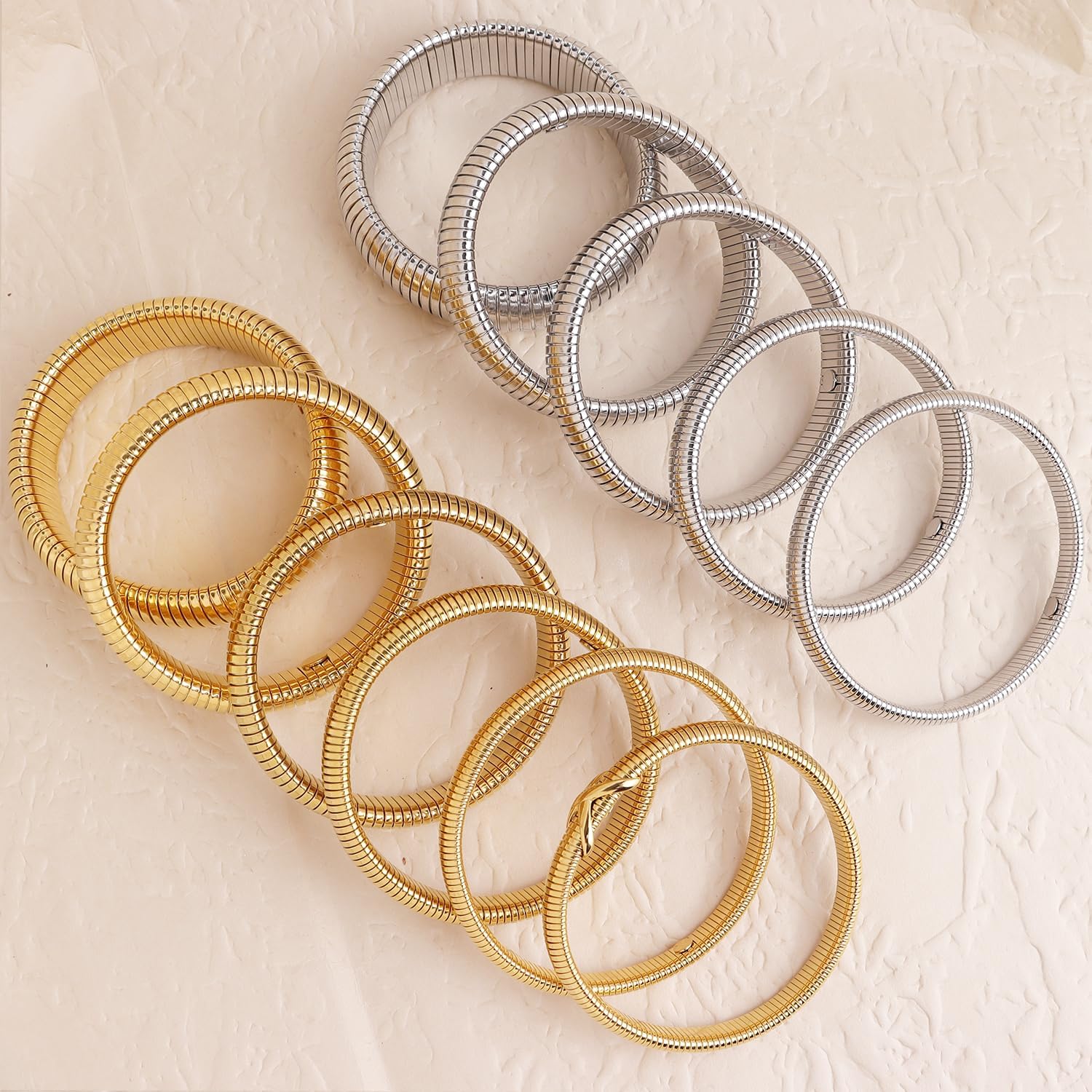 Chunky Snake Chain Bangle Bracelet for Woman, Stainless Steel Flexible Stretch Bracelets 20,16,12,10,8mm Bangles Trendy Jewelry Gifts - Image 5