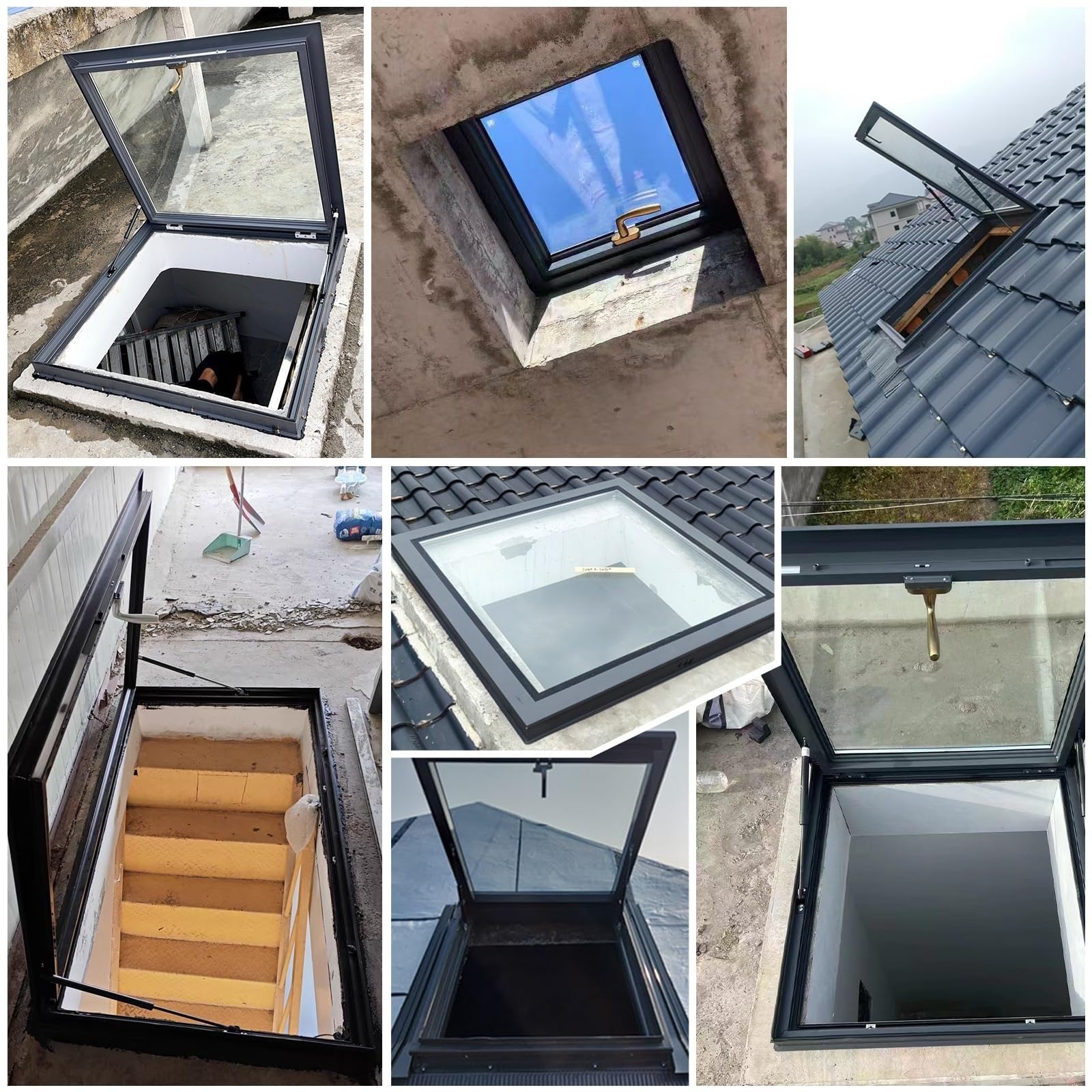 Trampilla de mantenimiento de techo con marco de aluminio, puerta de seguridad con manija tipo interruptor, ventana de techo que se abre for mantenimiento y ventilación del techo.(24x28in/61x71cm)