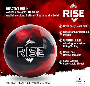 KR Strikeforce Rise リアクティブパフォーマンス ドリルなしボーリングボール - 10~16ポンドから選択可能 初心者向け USBC承認