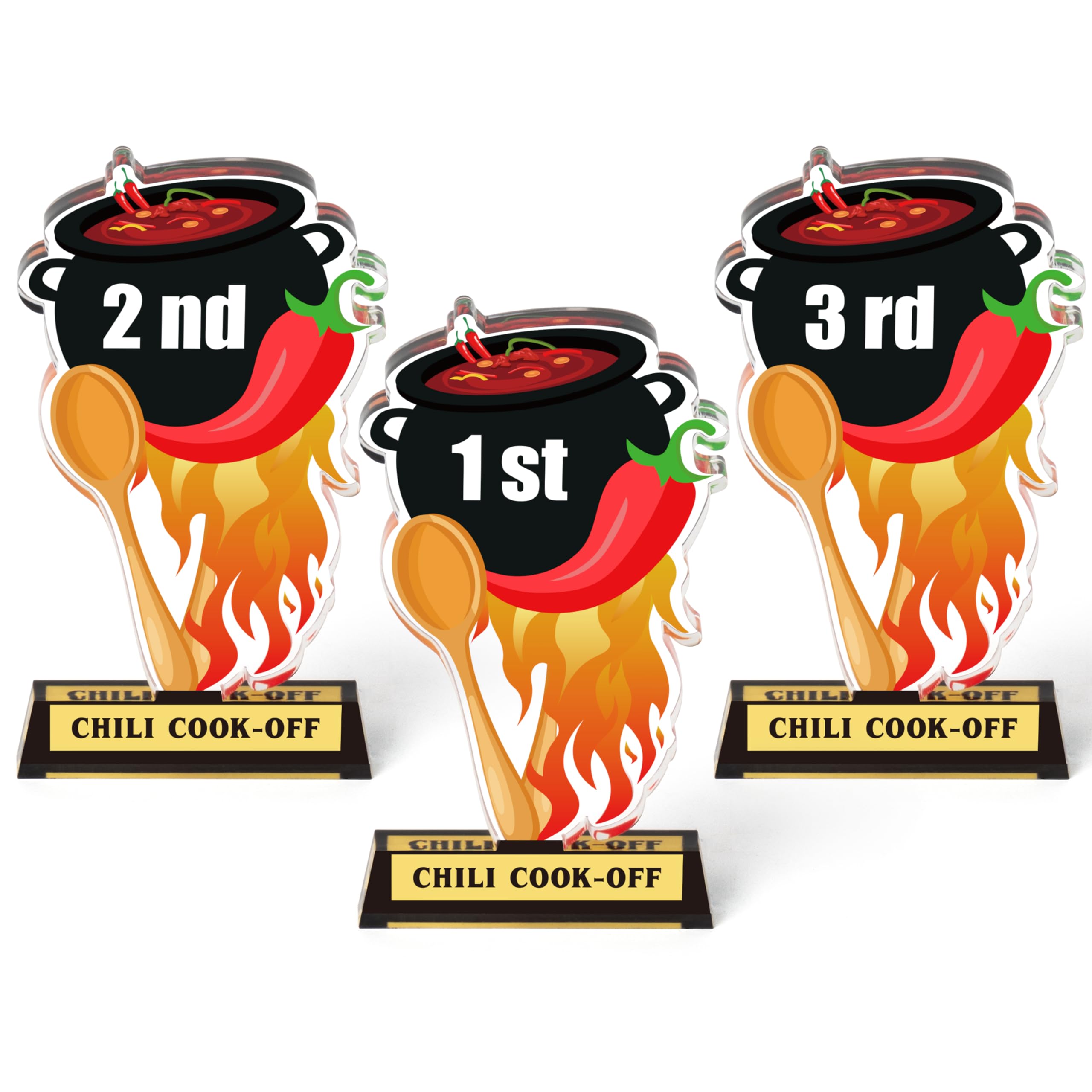 Trophée Chili Cook Off en acrylique : cadeau pour concours de festival de chili et prix du poivre