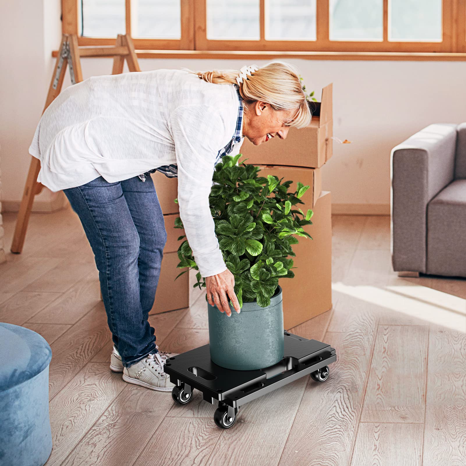 SOLEJAZZ Set di ruote per il trasporto, 400 kg, colore nero, confezione da 2