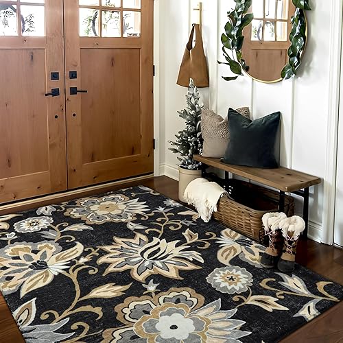 Miniatura 7 de Lahome Alfombras lavables vintage negras de 2 x 3 y 3 x 5