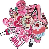 Vista 48 de 70 parches bordados de estilos surtidos al azar, colores vivos brillantes, apliques de parche para coser o planchar para ropa, vestido, sombrero