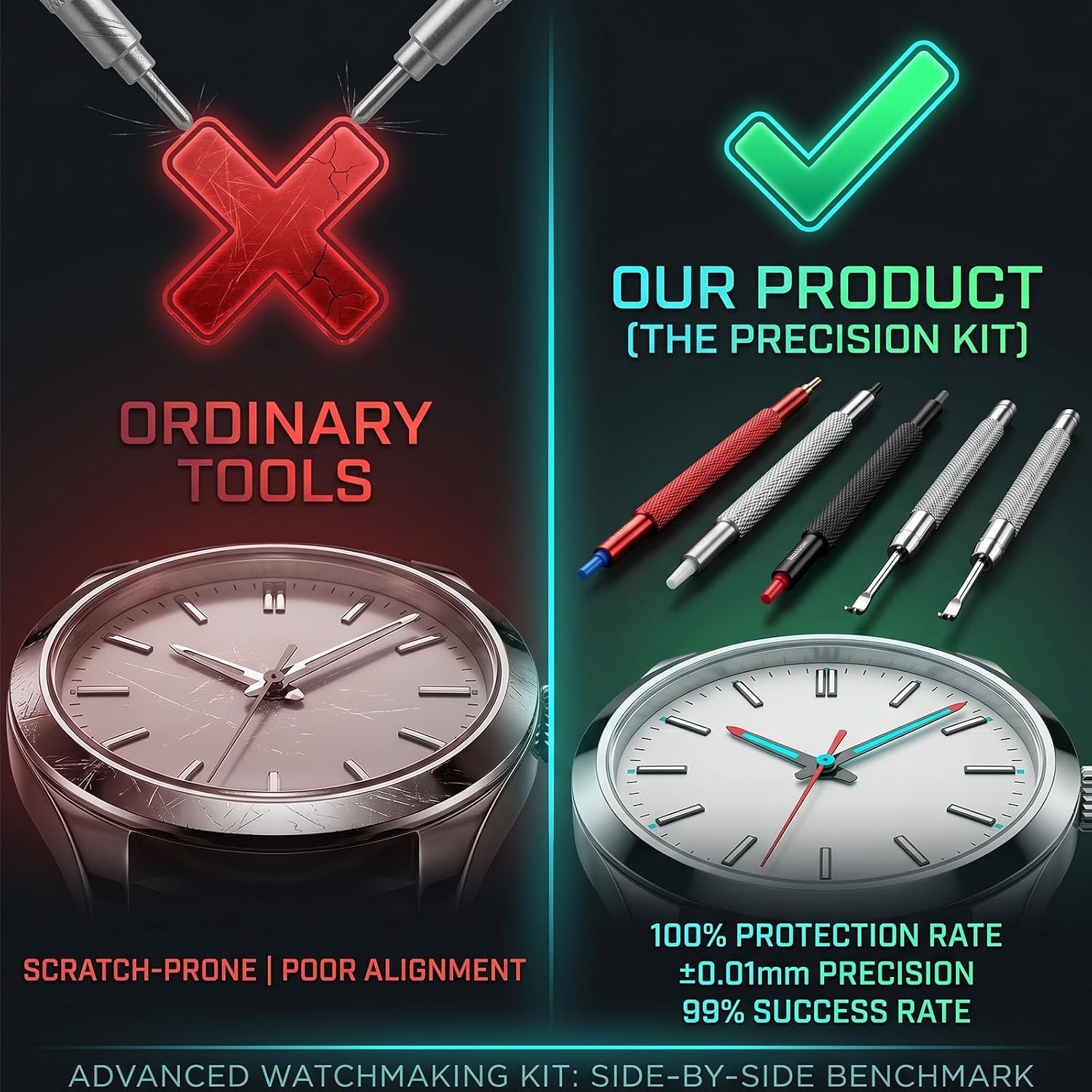 Watch Hands Repair Tool Kit, 3 PCS Watch Hand Pressers Pusher with Removers Lever, Minute Second Hand Removal Puller Plunger Set for Watchmakers