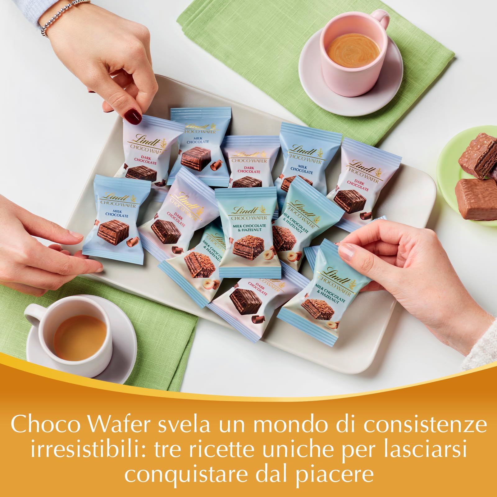 Lindt Choco Wafer, Bag assortita di creazioni di wafer e cioccolato Lindt, confezionate singolarmente, Formato 350g.