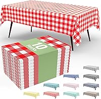 Vista 28 de Smiry Paquete de 10 Manteles Desechables de Cuadros Vichy Azules - 54" x 108" Mantel de Plástico de Servicio Pesado, Cubiertas de Mesa Impermeables