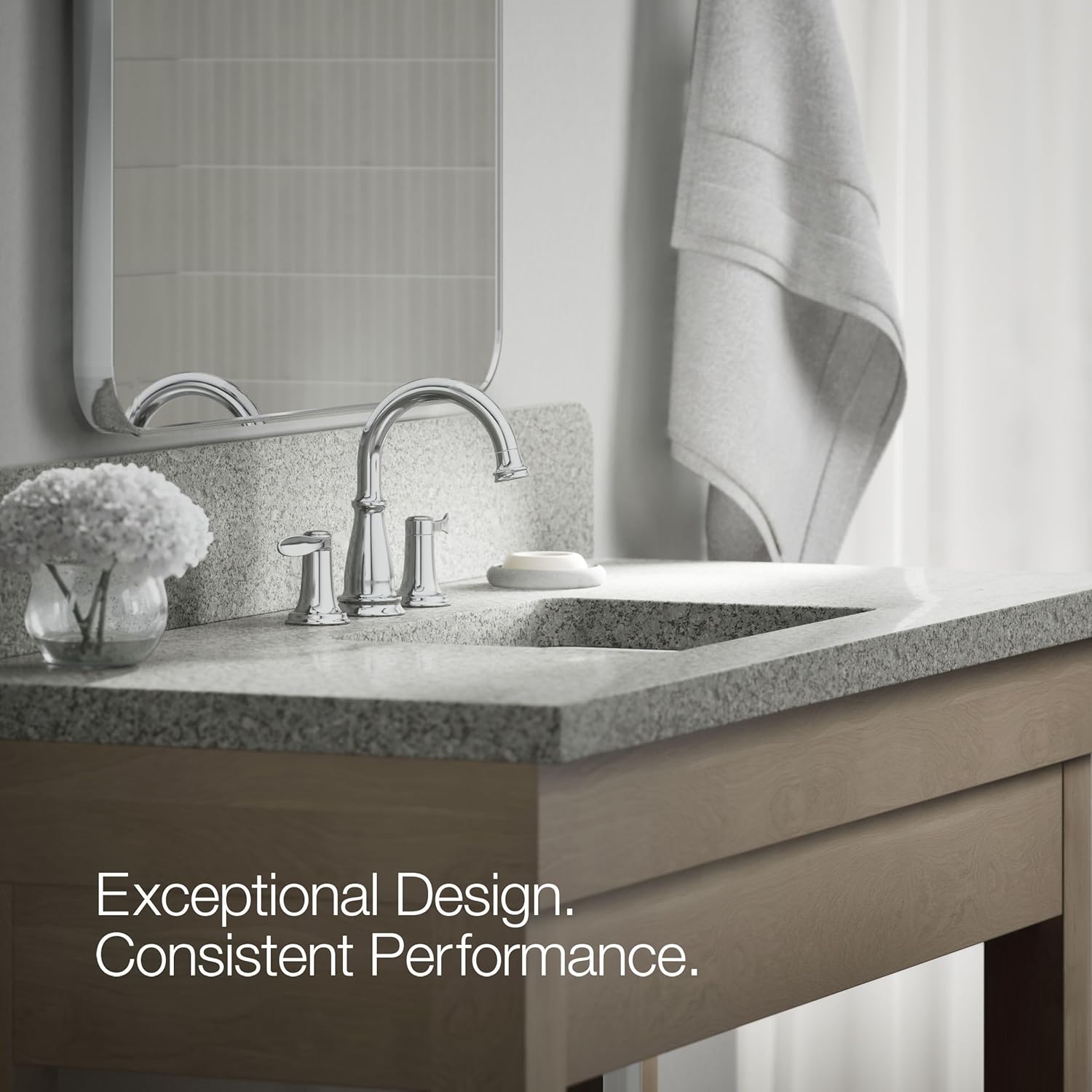 KOHLER K-27380-4-CP Bellera® Widespread Bathroom Sink Faucet, 1.2 GPM, Traditional Design, Polished Chrome