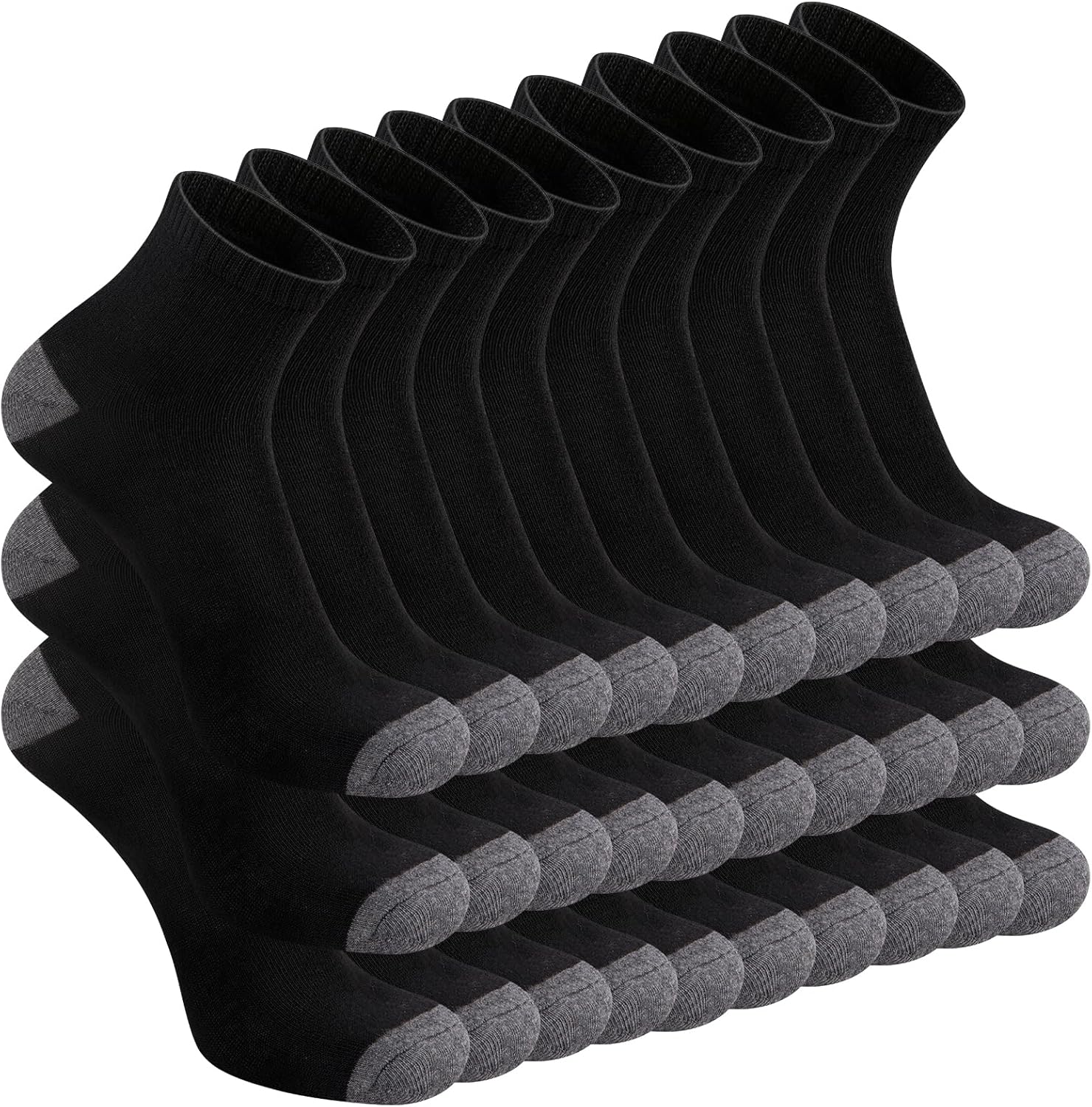 BOSSUN 30 Pairs Mens Ankle Socks - Thin Breathable Athletic Casual Quarter Sock For Men 9-12 Bulk Pack