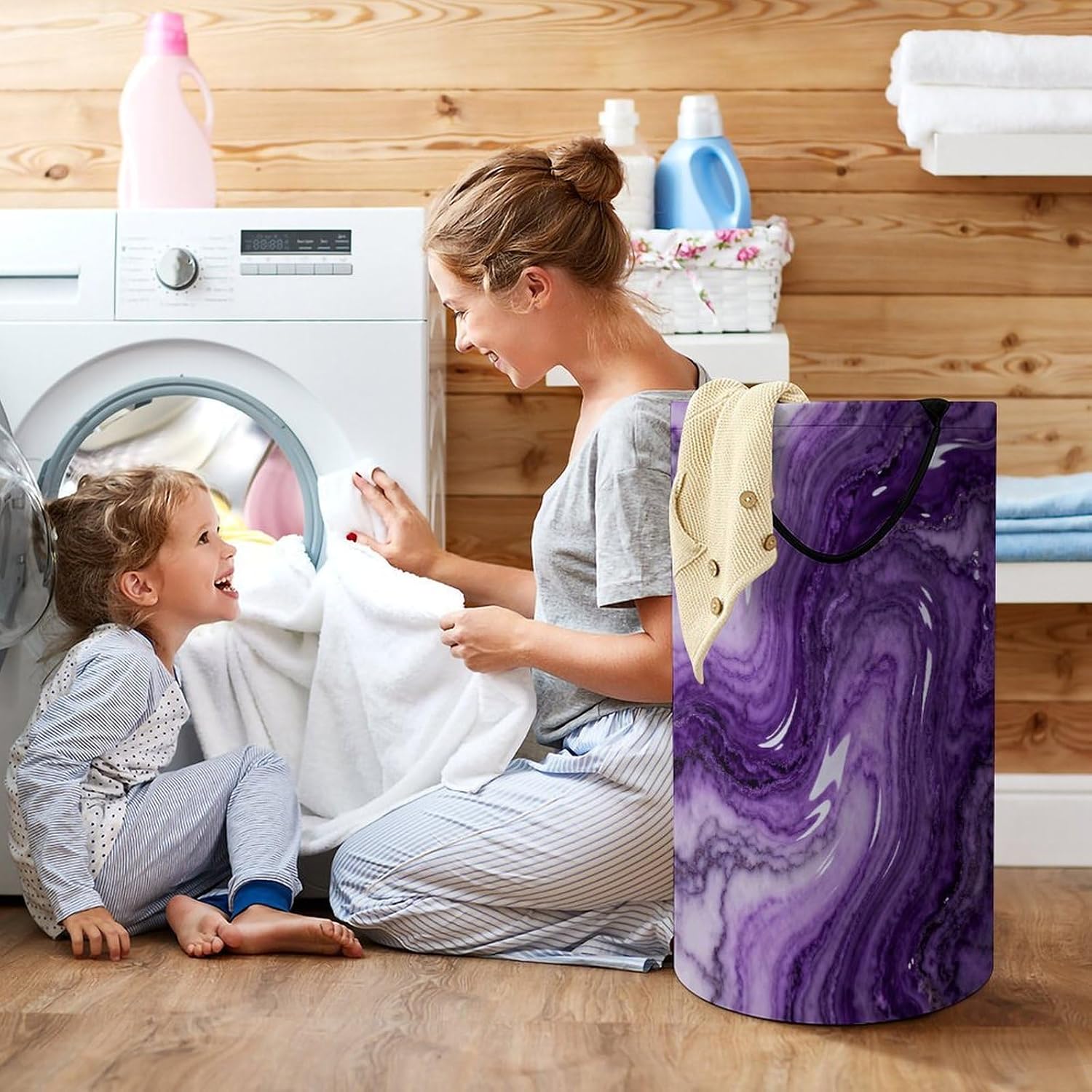 Dirty Clothes Basket Extra Large 110l Open Top Laundry Hamper With Portable Carry Handles, Foldable Waterproof Clothes Basket Spacious Laundry Bag For Bedroom Bathroom Laundry Room Dorm