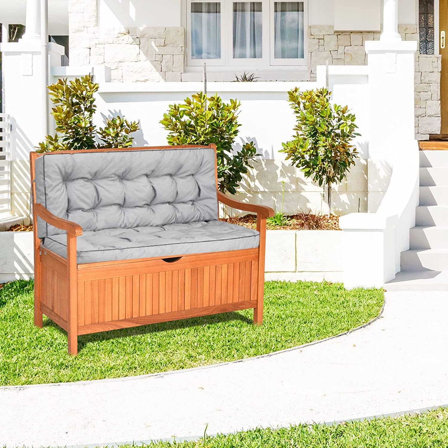 Porch Swing Cushions, 55 x 40 with Backrest, Two/Three Seat Replacement for Outdoor Swings & Garden Benches (Light Grey, 40 * 55 in)