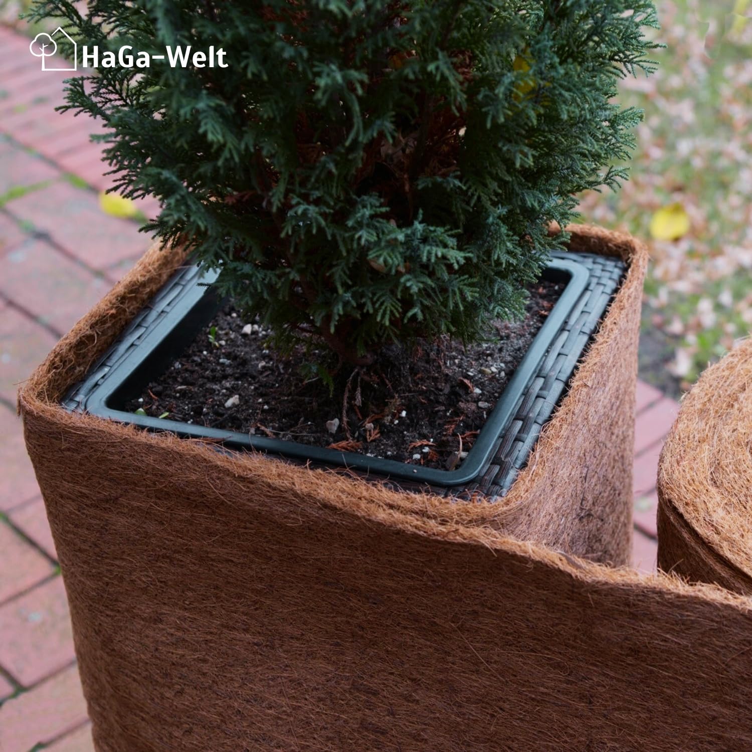 HaGa® Tappetino in cocco 1 m x 5 m con protezione invernale 800 g/m², spruzzato su un lato con lattice naturale, prodotto naturale 100% biodegradabile