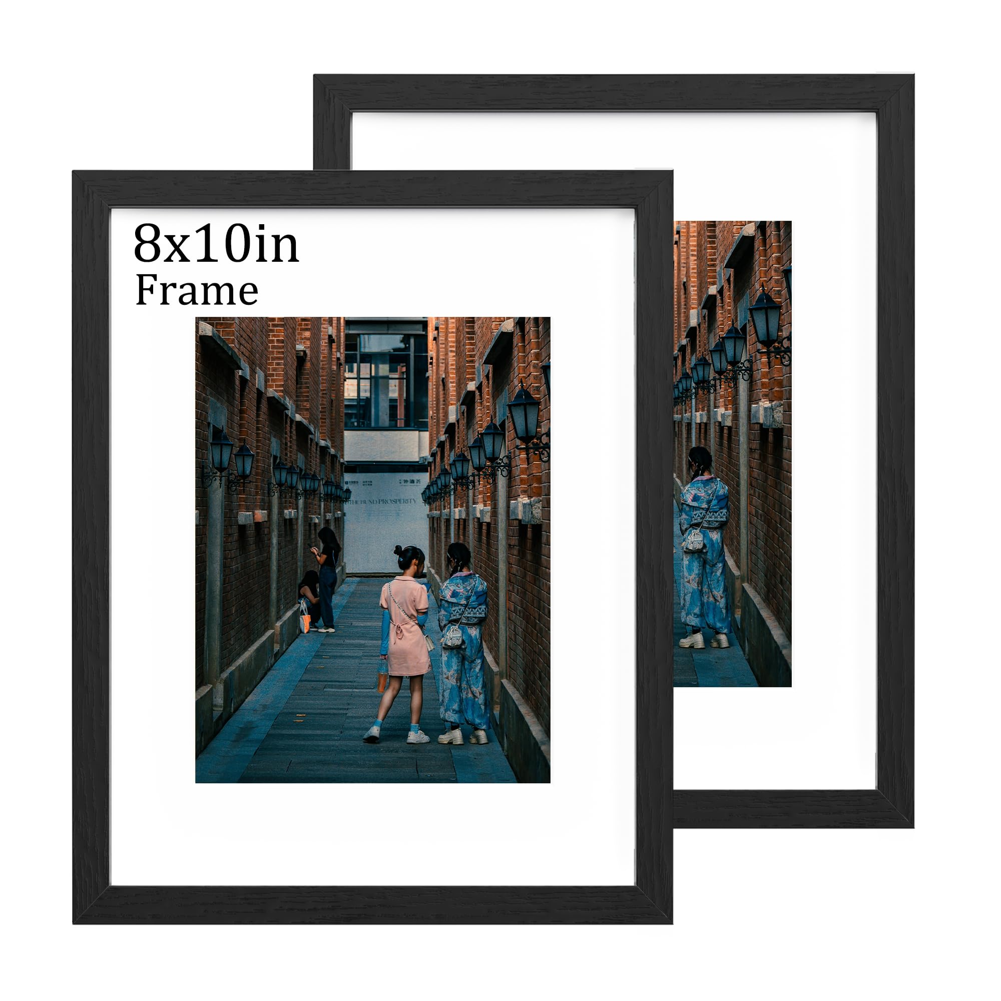 MEGAROOM 8 x 10 Wood Picture Frame Set of 2 - Photo Frame for 20 x 25 cm (8 x 10 inch) Print - Picture Frame with Clear Perspex Front - Wall Mounting to Hang Portrait or Landscape (Black) — image 1