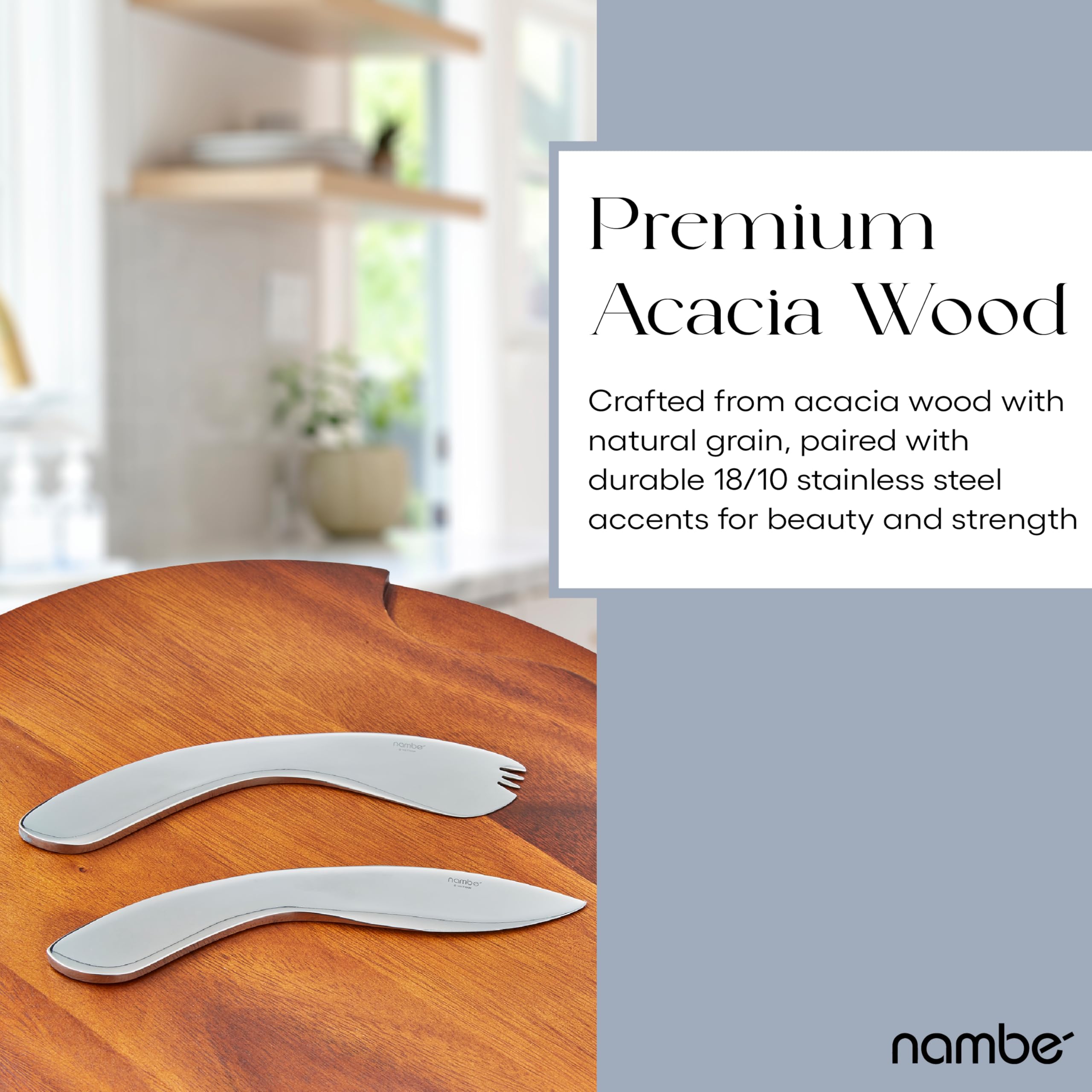 Amazon.com: Nambé Cheese Block and Knife Set – Round Acacia Wood