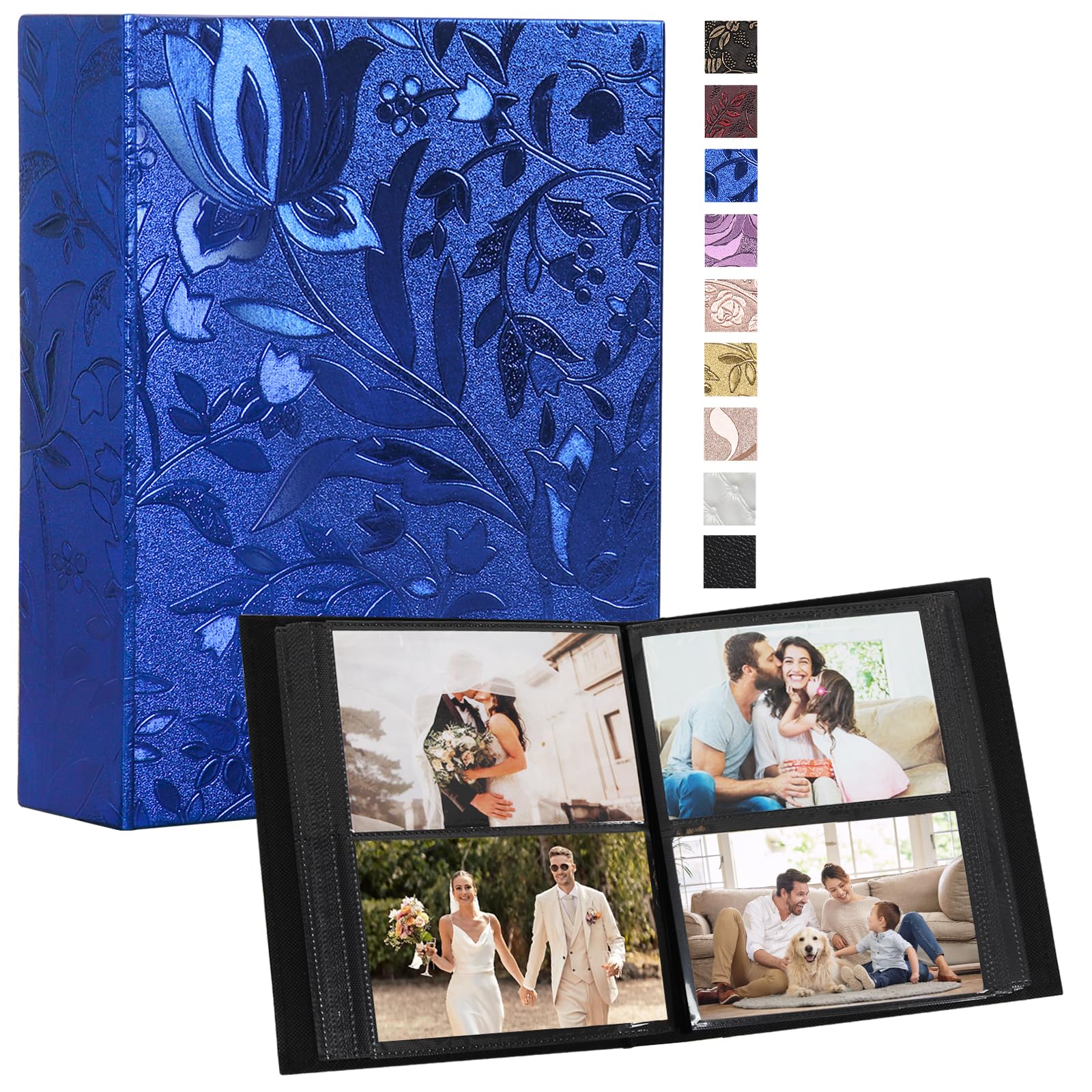 RECUTMS Photo Album 4x6 Pictures 200 Pockets Small Leather Baby Albums Blue