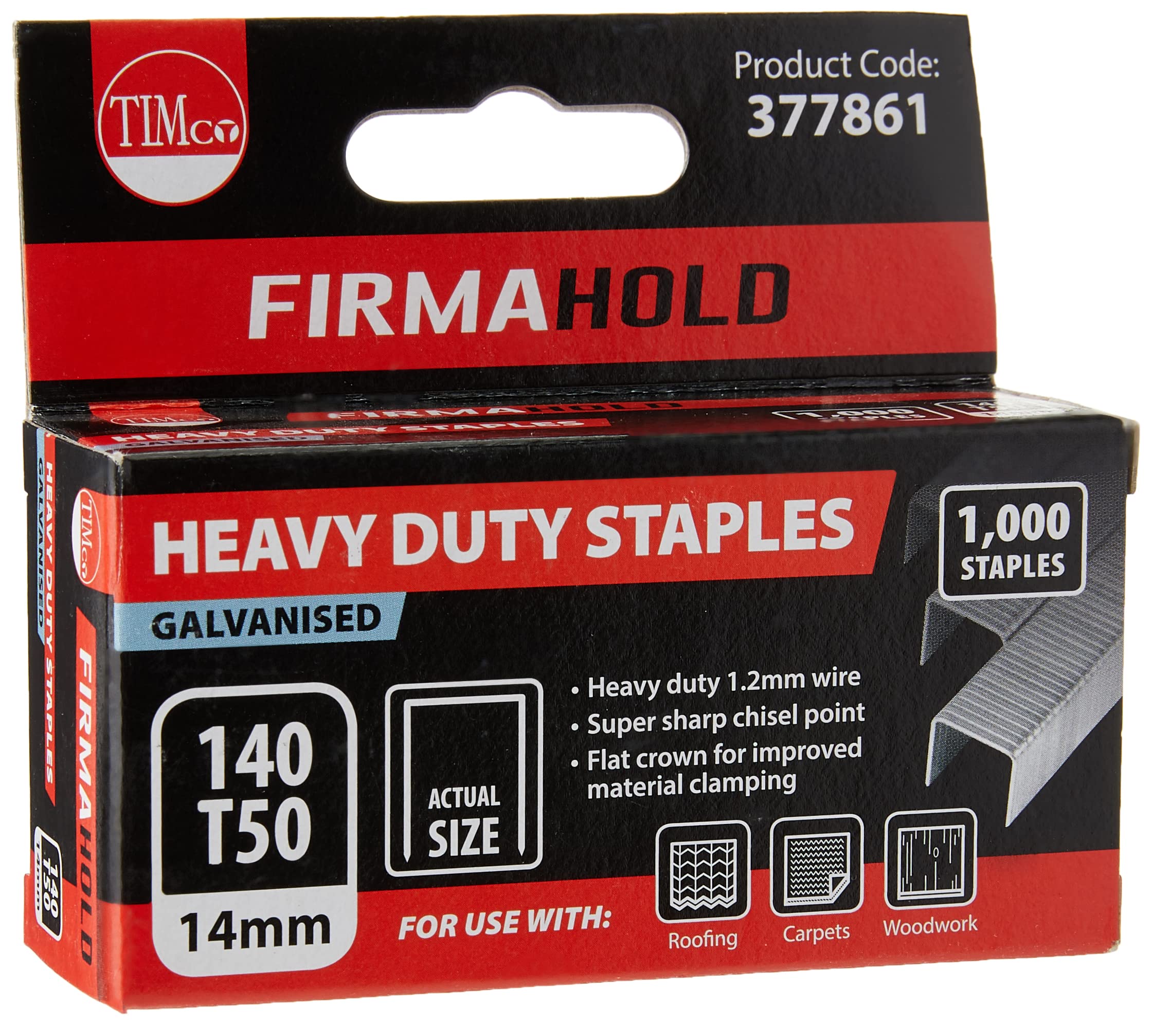 Timco Heavy Duty Chisel Point Galvanised Staples - 14Mm