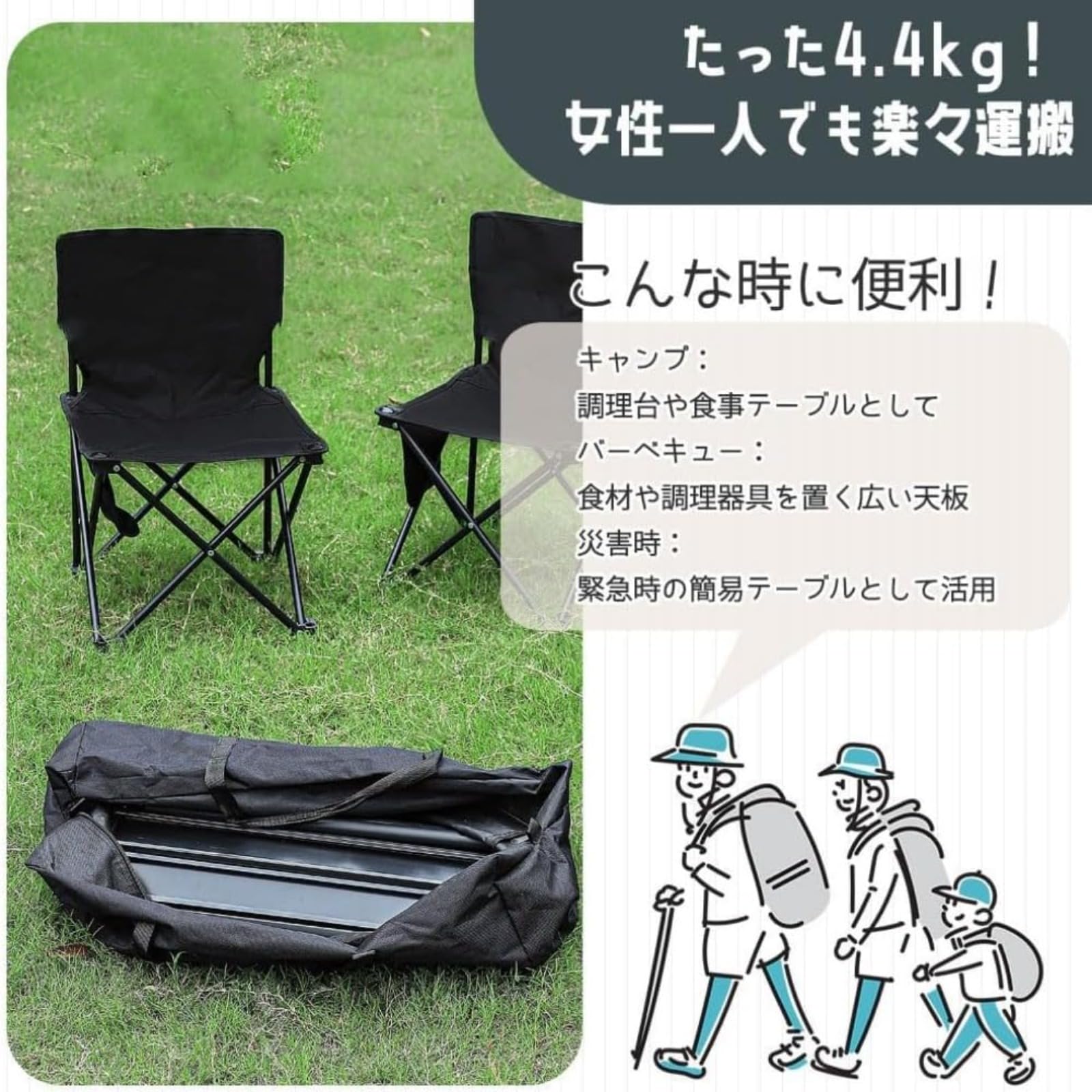 Amazon.co.jp: キャンプチェアセット 5/ 7点セット 長さ95/120cm