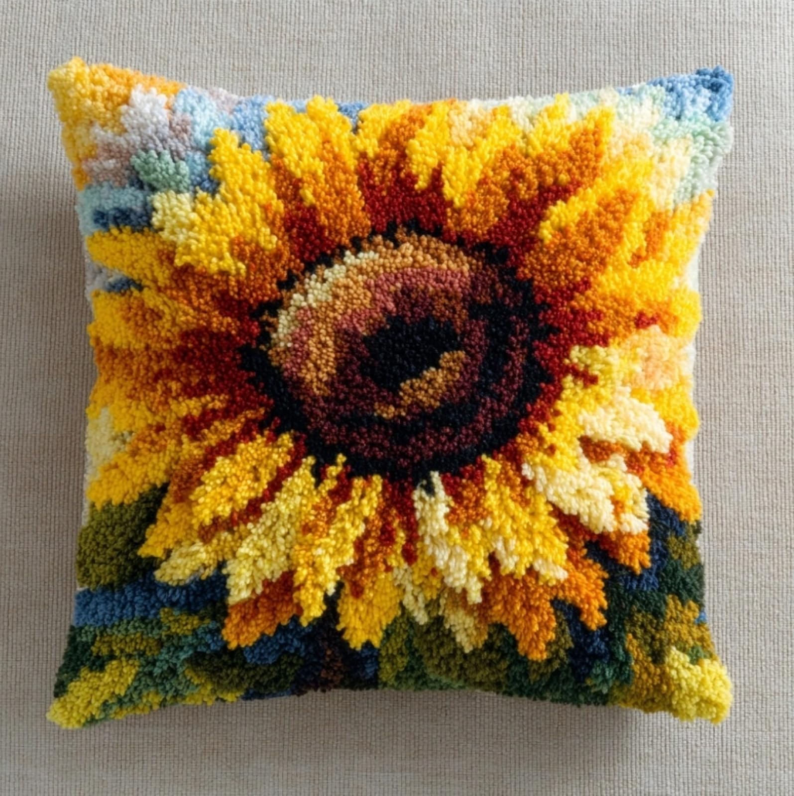 WallustrioaW Latch Hook Pillow Kit for Adults,Sunflower