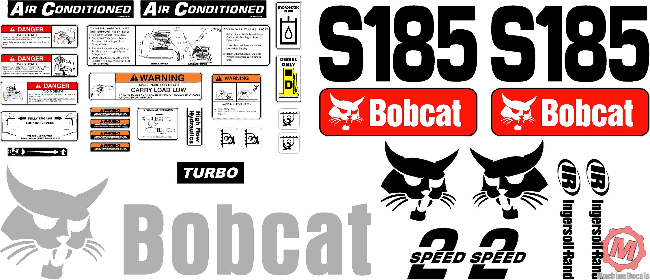 Bobcat Skid Steer Anti-Slip Decal Kit - AK-6577947 Safety Traction Strips For Loader Steps