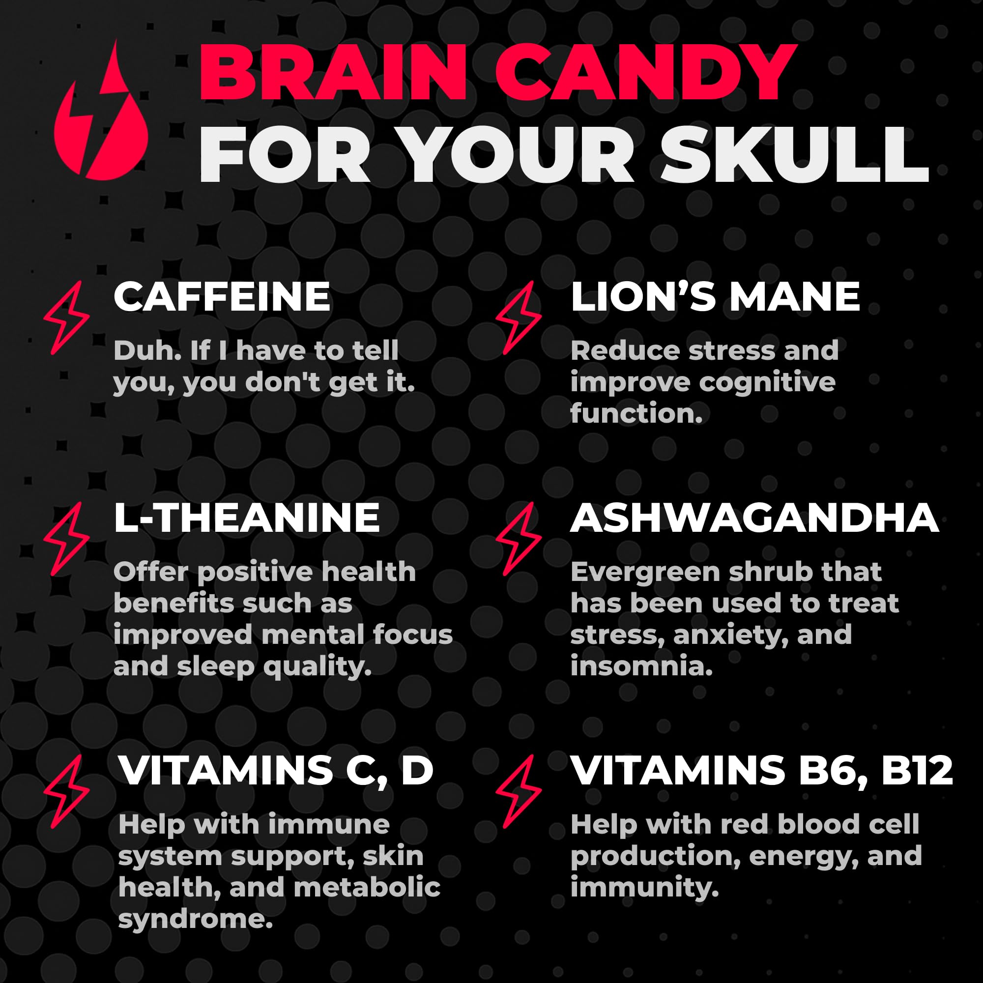 Nootropic Brain Candy Caffeine Tablets - Cherry Bomb, 25ct — Amazon image 4