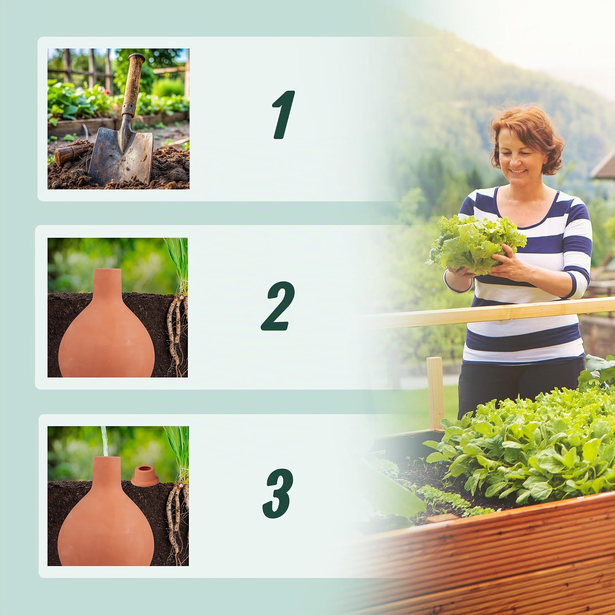 Relaxdays Olla d'arrosage, 7,5 l, céramique, Potager surélevé & Serre, Moins de Perte d'eau, Pot Terre Cuite, Terracotta