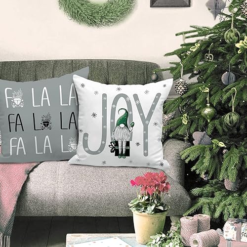 Miniatura 5 de Lanpn Juego de 4 fundas de almohada de Navidad grises de 18 x 18 pulgadas, decorativas de 18 pulgadas, color gris, modernas, de invierno, copos de