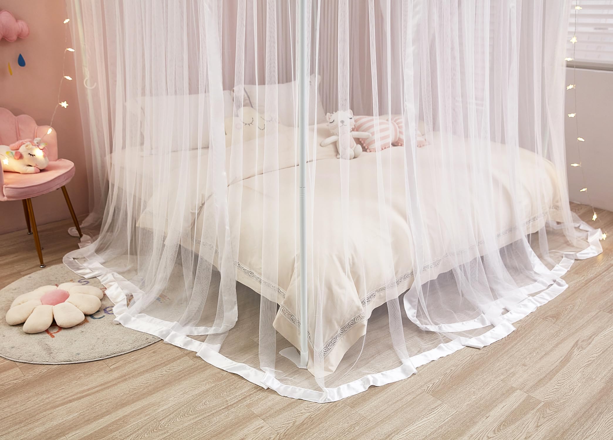 ZIQINPSQ Ciel de lit – Ciel de lit – Ciel de lit princesse pour filles – Rideaux de lit moustiquaire pour lit – Accessoires de décoration de chambre à coucher (blanc, 1 baldaquin de lit)