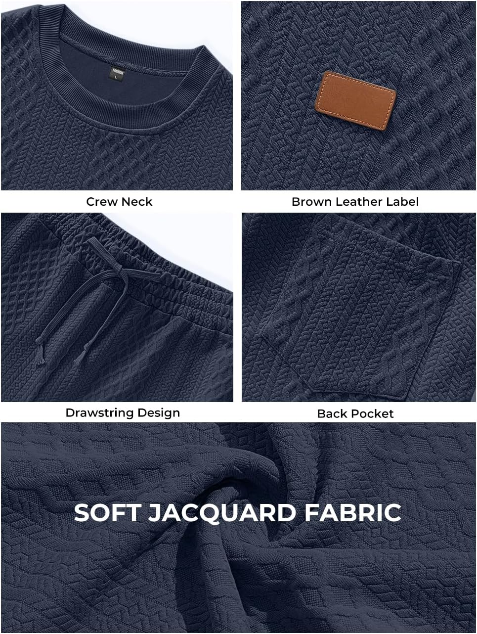 Men's 2 Piece Outfits Jacquard Sweatshirt and Sweatpants Set