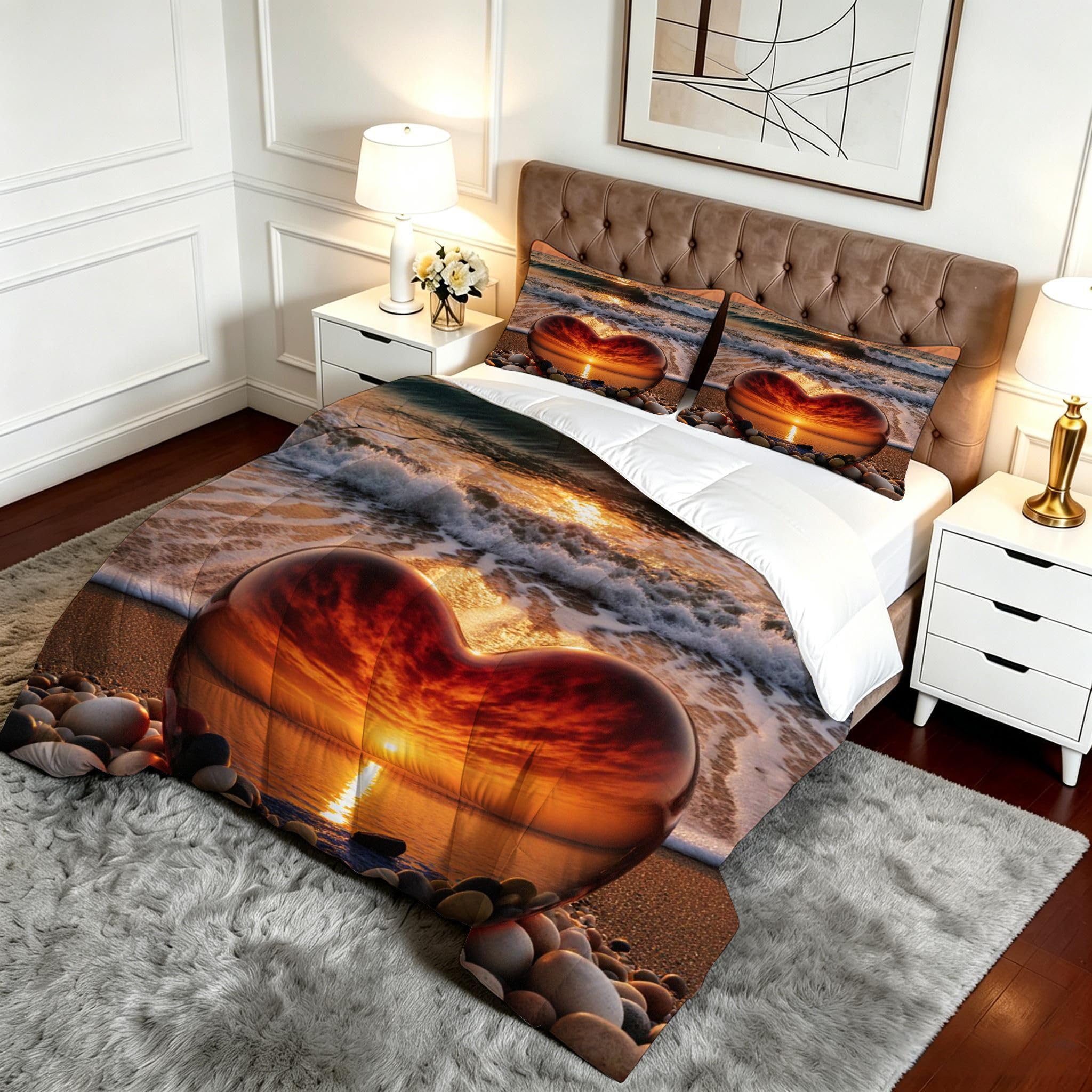 Piumino Estivo Matrimoniale 240x220, Cuore Arancione, DQ683