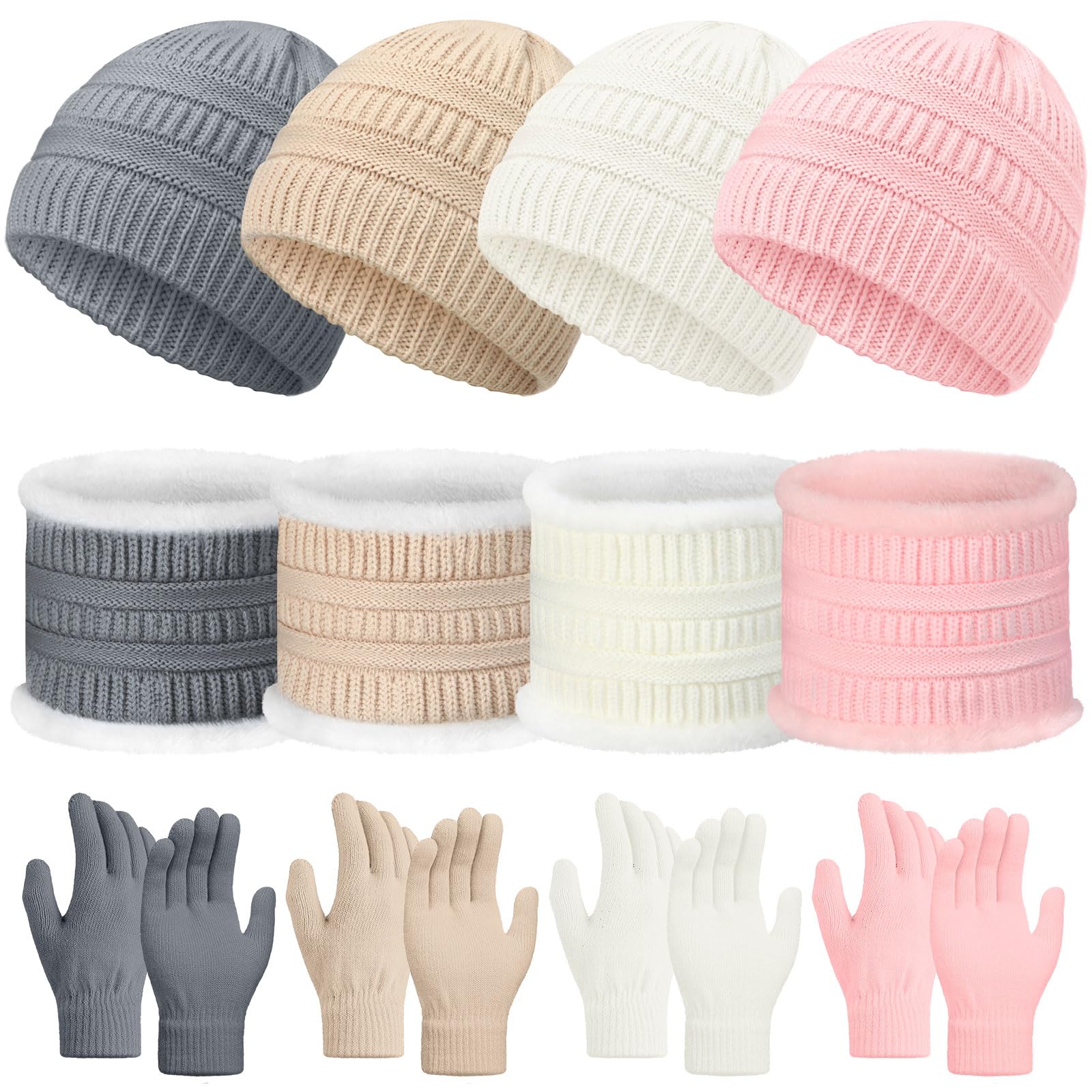 Set di 12 guanti invernali per bambini, con cappello e sciarpa in pile, per bambini dai 3 ai 12 anni
