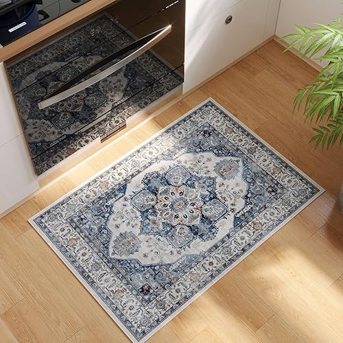 Miniatura 154 de Rugcomf Tapete para puerta interior, 2 x 3, lavable a máquina, tapete antideslizante de pelo bajo, para entrada, cocina, puerta principal, entrada