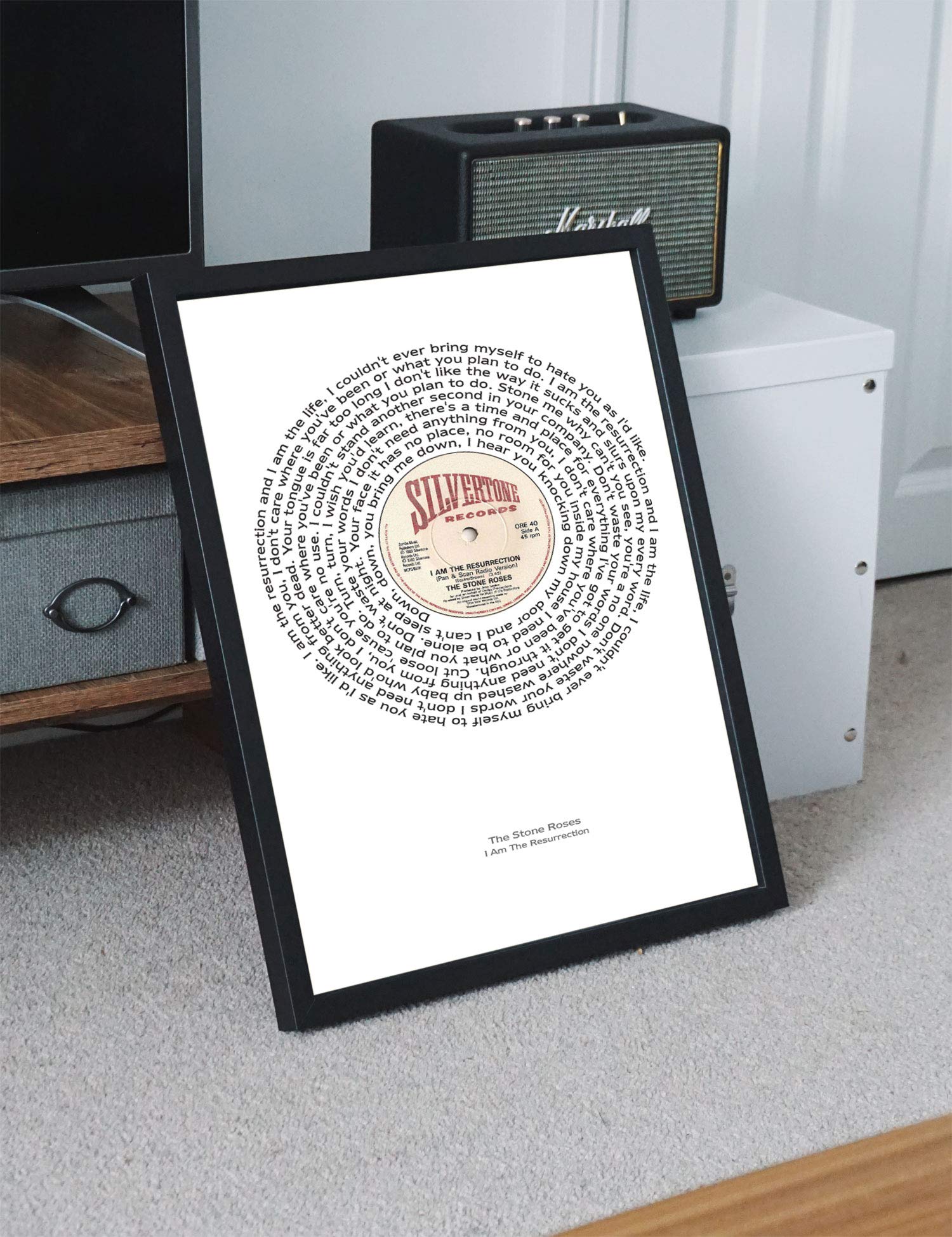 Libretto Designs THE STONE ROSES - I am the Resurrection Vinyl Single Unframed Art Print with Lyrics