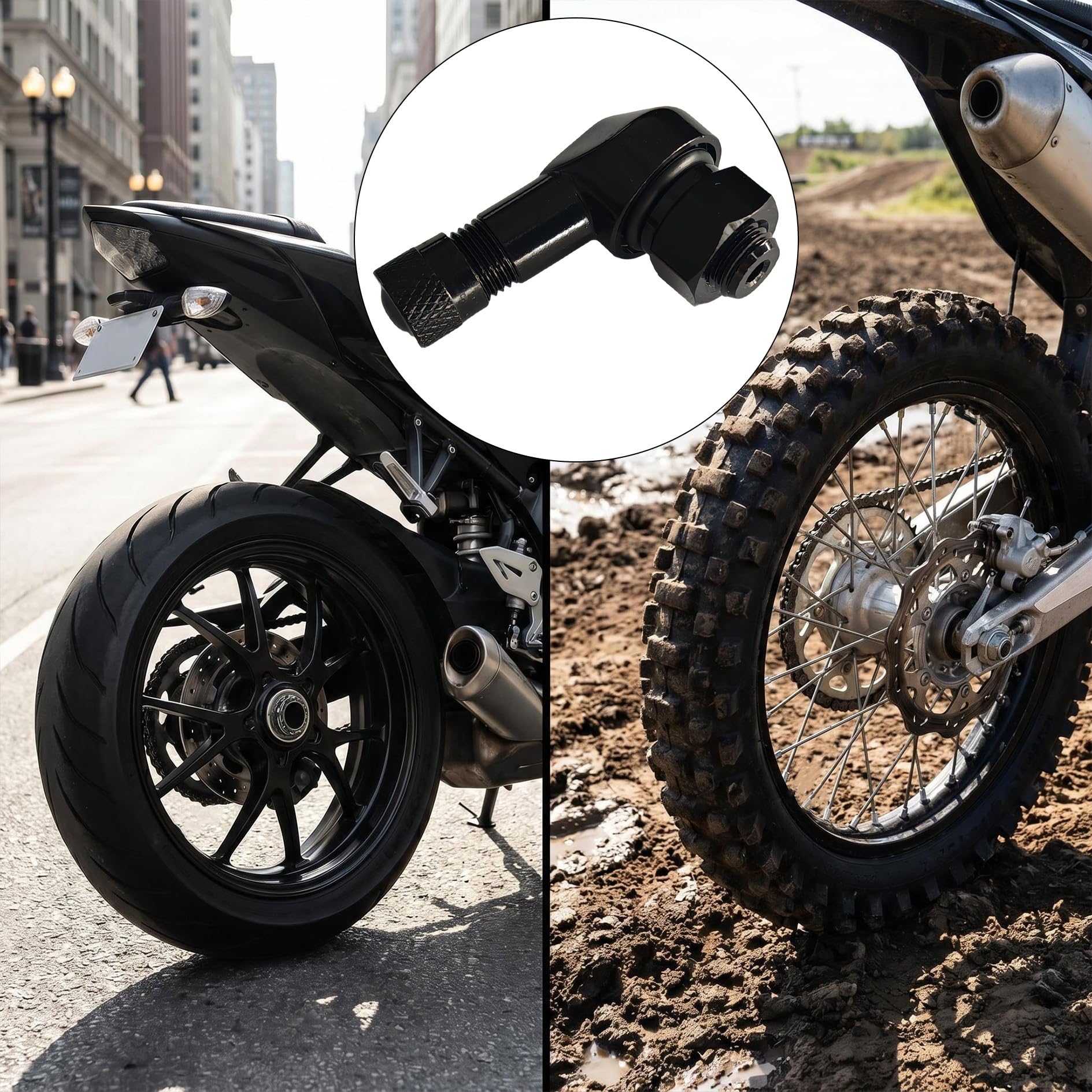 2 Pezzi Valvole Angolare per Motocicletta, Adattatore di Estensione Valvola 8,3 Mm per La Maggior Parte Pneumatici 90 Gradi per Pneumatici Moto Compatibili con Più Modelli