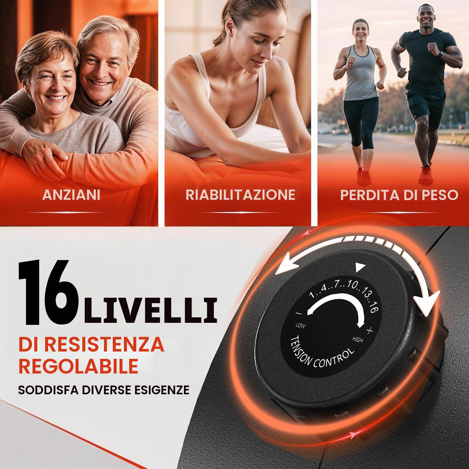 Biciclette statiche reclinate per casa: capacità di carico di 150 kg, display con grandi cifre verdi a luce automatica, bicicletta per esercizio fisico con seduta e schiena spaziose