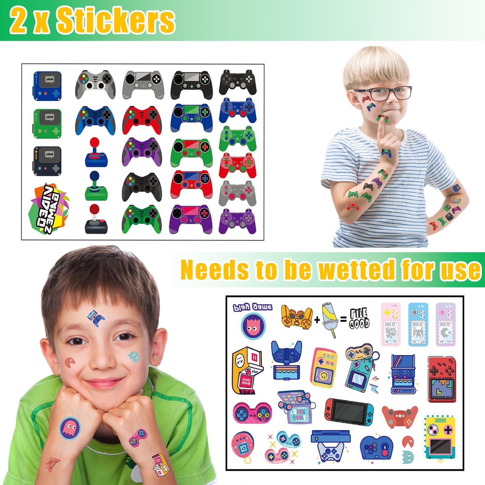 62 Pezzi Kit Regalo Tema Videogiochi Per Bambini - Braccialetti, Portachiavi, Adesivi E Spille - Foto 8