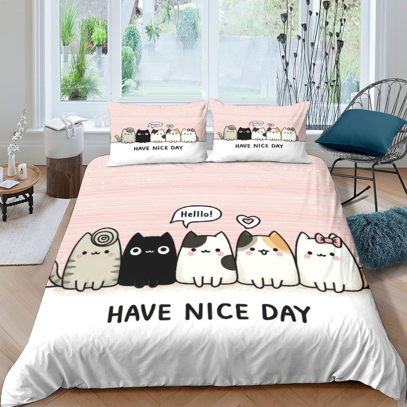 Ctjqhvkz Style-9 3D Printed Cute Cat Fitted Sheet Microfiber Soft Bedroom Decor Cartoon Animal Bed Cover For Home Dorm Guest Room Single（135X200cm）