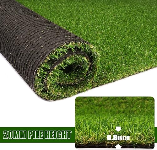 Miniatura 3 de AYOHA - Alfombra de césped artificial realista de 7 x 14 pies, altura del pelo de 0.8 pulgadas, alfombra de césped sintético falso, alfombra de