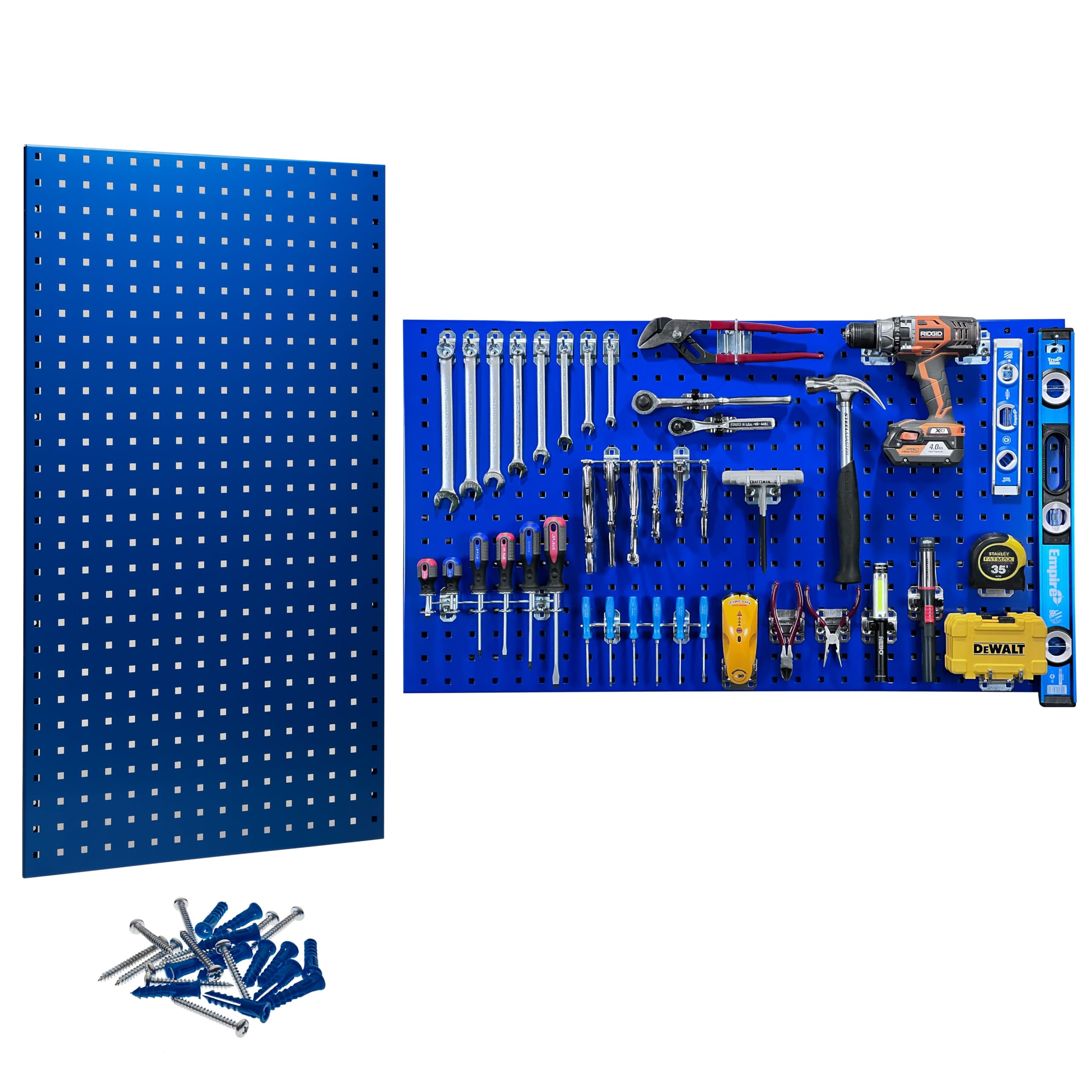Triton Products LB2-B LocBoard Steel Square Hole Pegboards, 24" x 42-1/2" x 9/16" 2 Pack, Blue