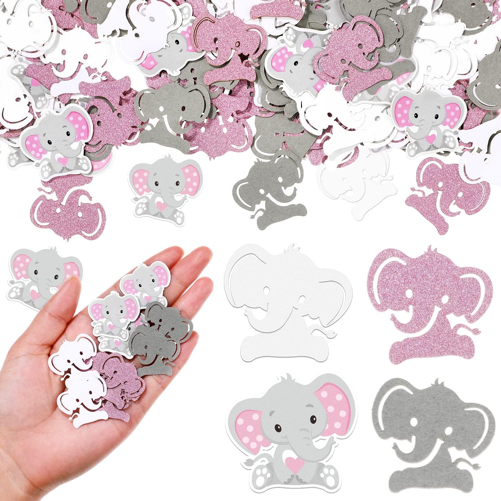 Sosation 320 Pieces Pink Elephant Baby Shower Confetti Baby Shower Decorations It a Girl Pink Table Scatter Confetti for Birthday Gender Reveal Party Supplies
