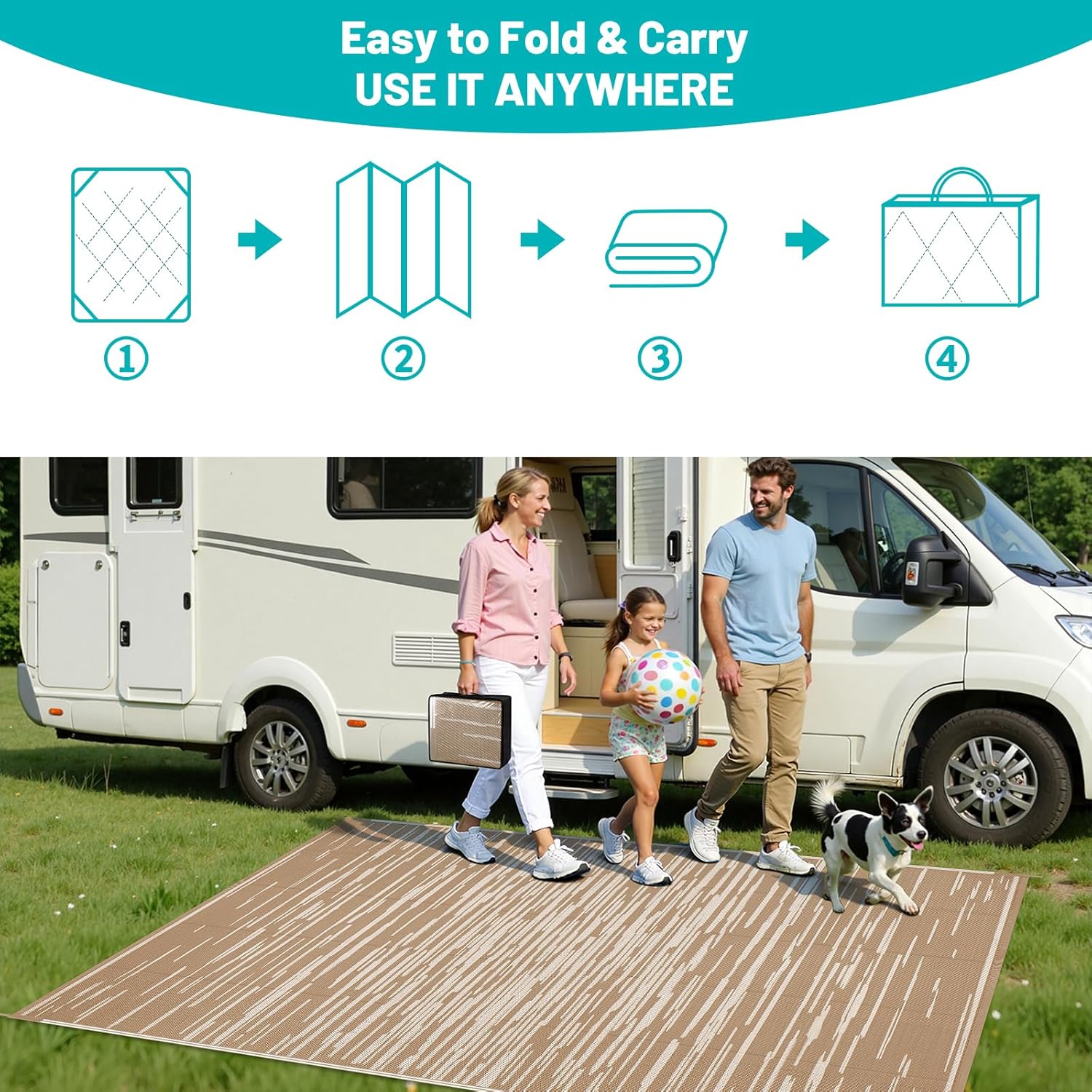 HEBE Outdoor Rug 6'x9' for Patios Clearance Waterproof Patio Mat Plastic Straw Rug Reversible RV Camping Tent Rug Outside Indoor Outdoor Area Rugs for RV,Deck,Beach,Balcony,Camper