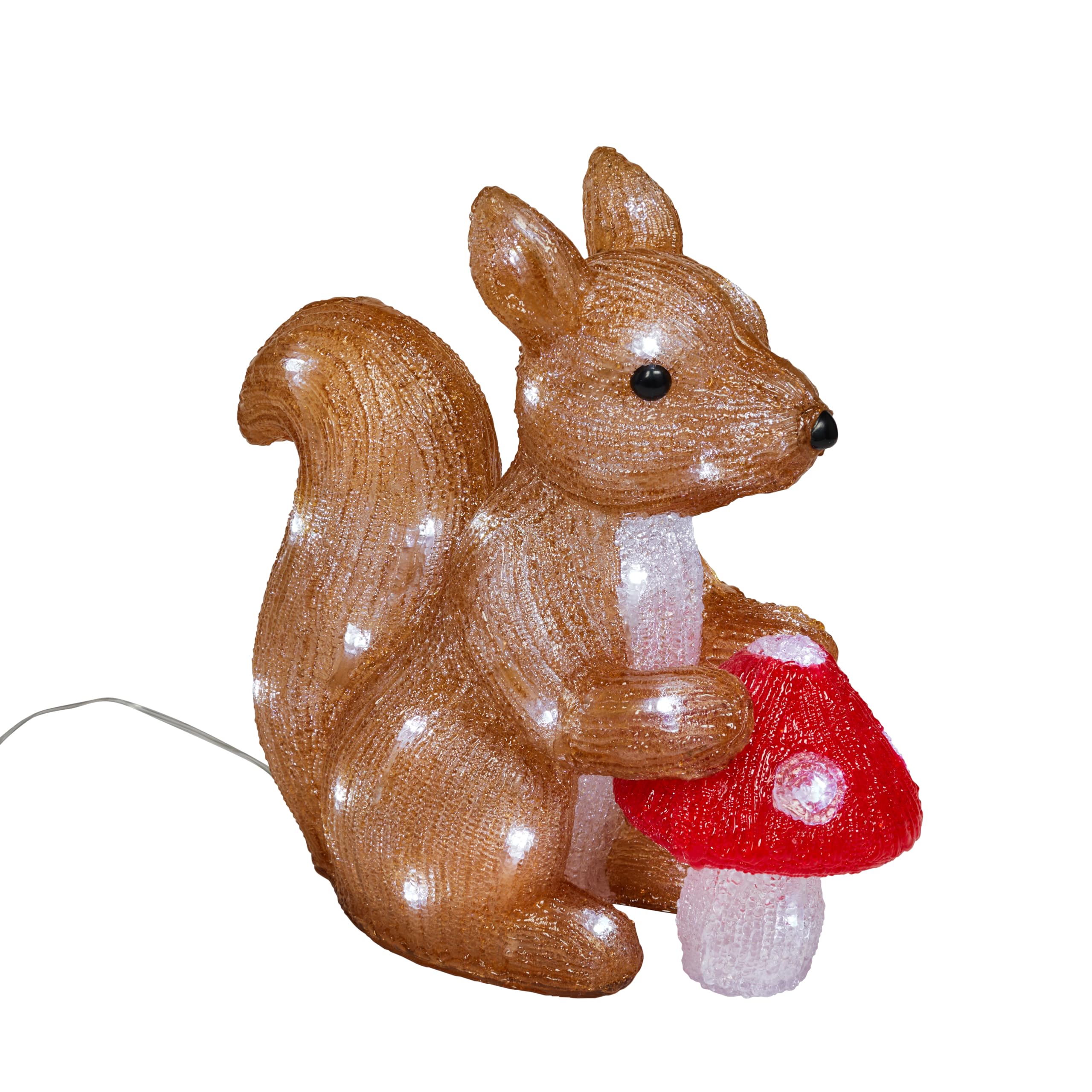 Lights4fun 32cm LED Acryl Eichhörnchen Figur innen und außen Weihnachtsfigur Weihnachtsdeko Weihnachtsbeleuchtung Außen Gartendeko