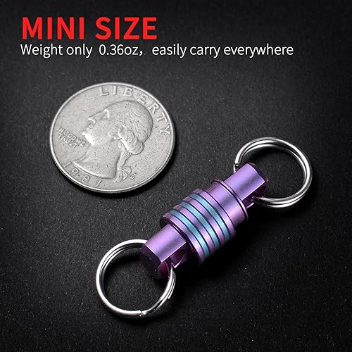 Miniatura 4 de TISUR Llavero giratorio de titanio de liberación rápida, llavero desmontable para llaves de automóvil