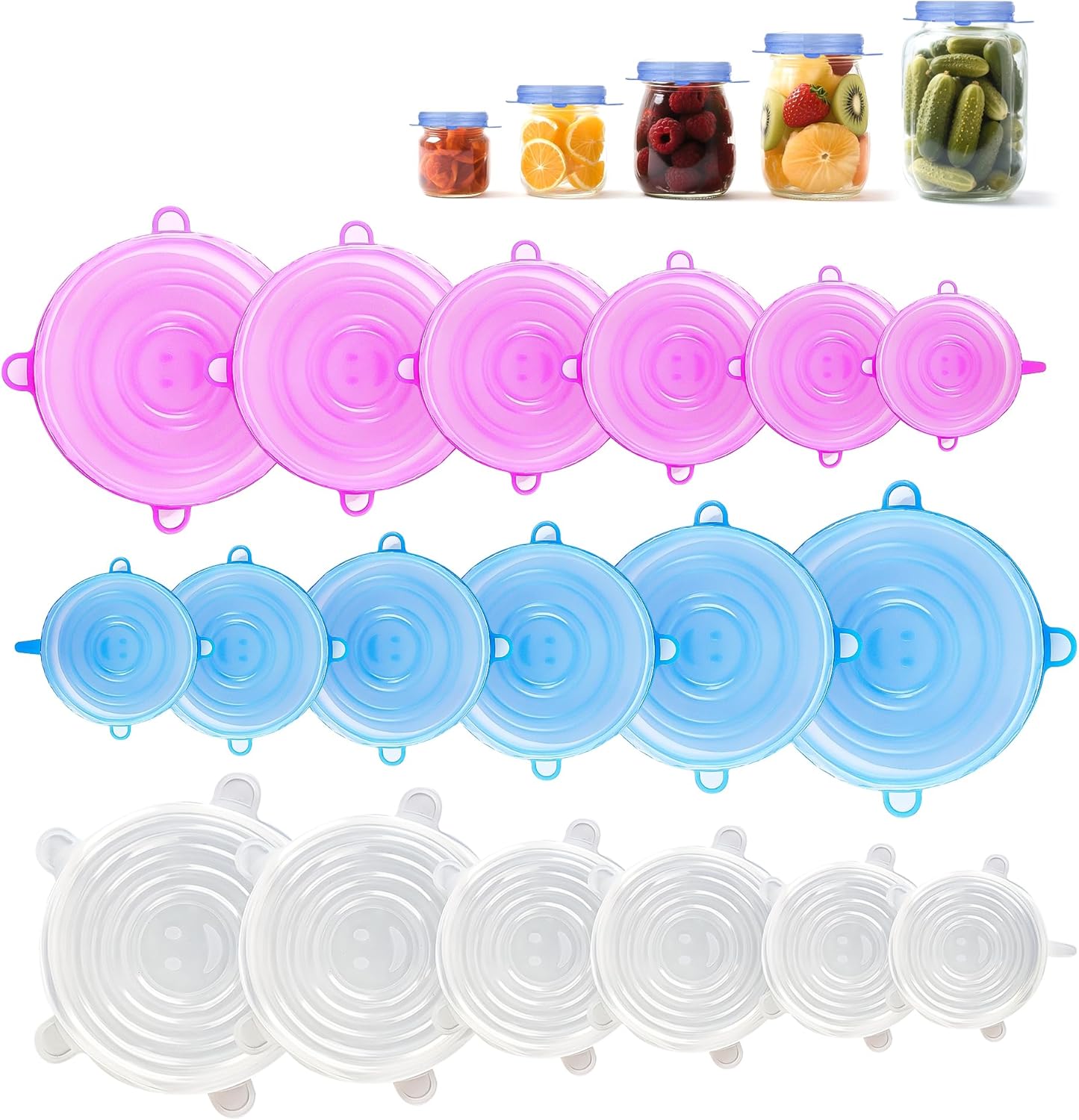 6-Pack Reusable Silicone Stretch Lids for Bowls, Cups & Dishes 6-Pack Reusable Silicone Stretch Lids for Bowls, Cups & Dishes