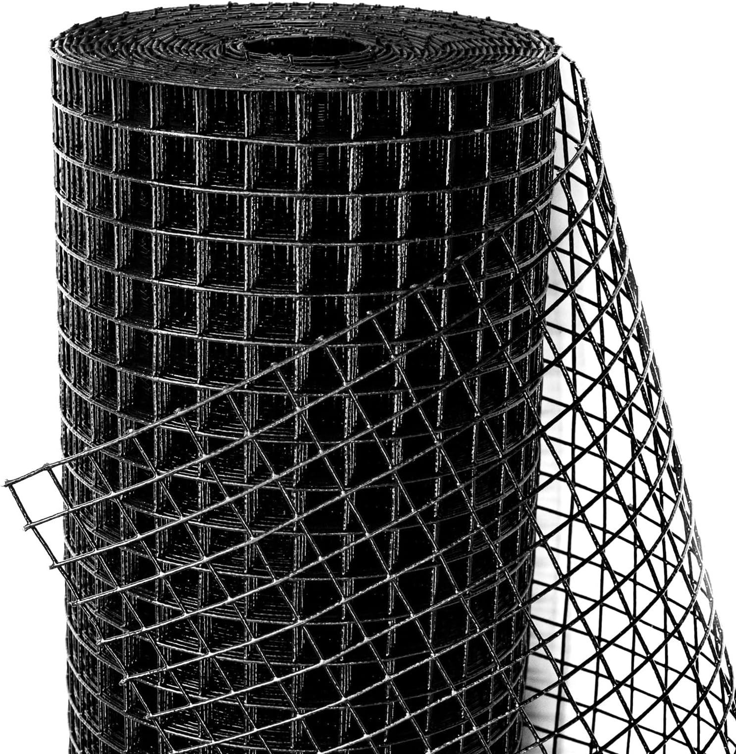 Black PVC Vinyl Coated Wire Mesh Hardware Cloth 1/2 inch 48 x 50 ft 19 Gauge, Double-Layer Rust-Proof Design, Easy to Bend and Durable, Chicken Wire Mesh Tree Guard Rodent Wire